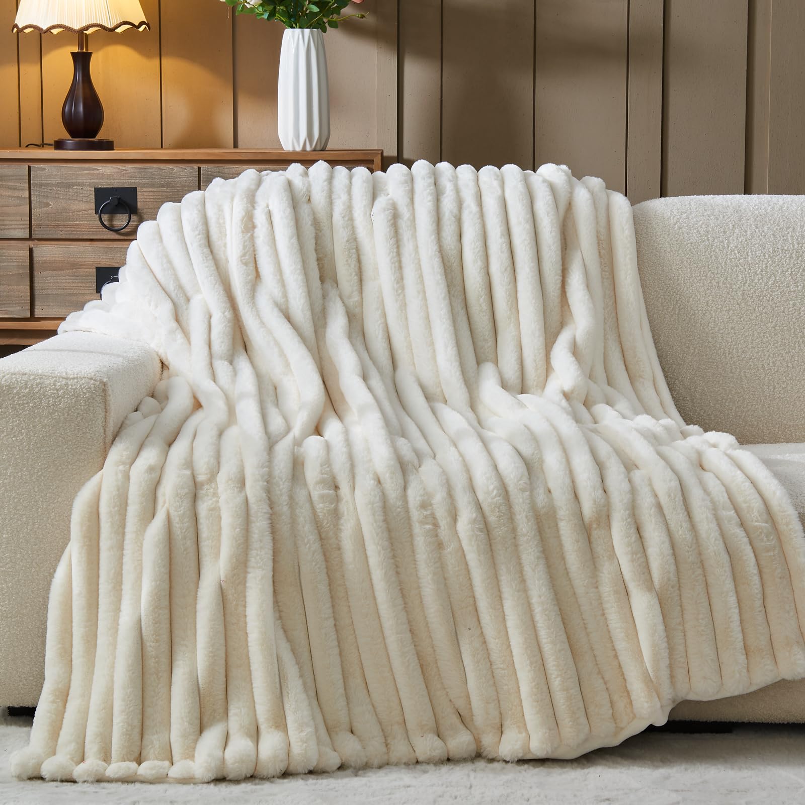 lotus karen faux fur throw blanket