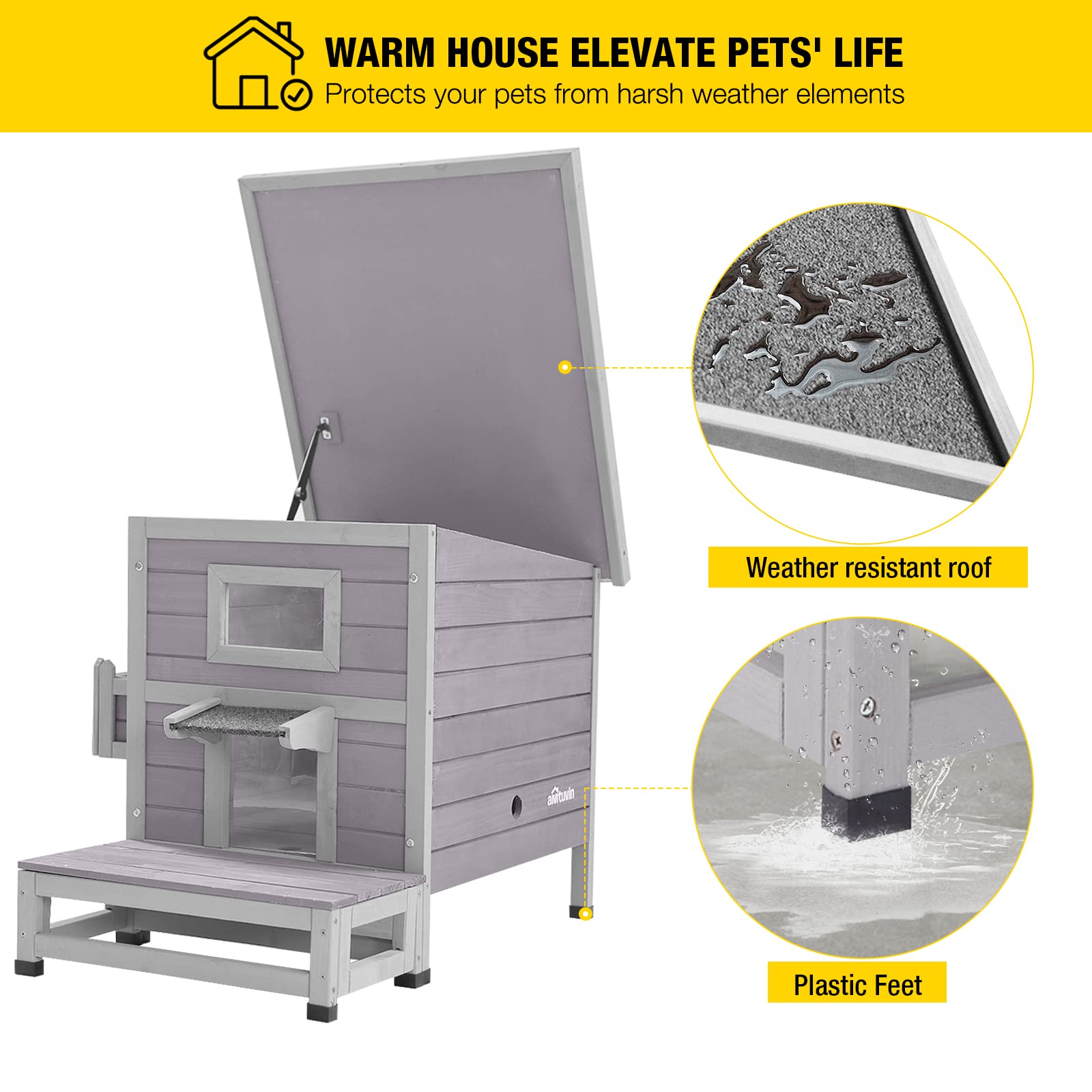 Buy Aivituvin Cat Houses for Outdoor Cats with Escape Door, Weatherproof Outside Feral Cat