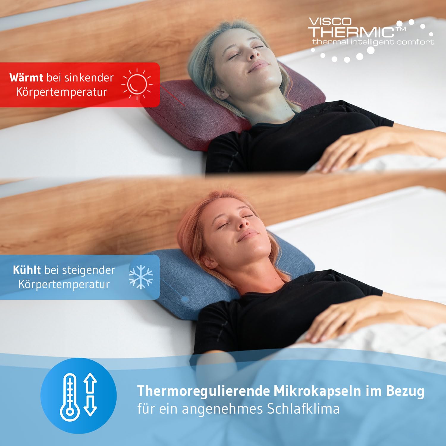 Reisekissen Volar QuickDry mit Kissenbezug Meergrün im Doppelpack, Ergonomisches Memory Foam Nackenkissen für Flugzeug/Auto mit schnelltrocknendem Thermo-Bezug, Kleines Camping Kopfkissen 40x25