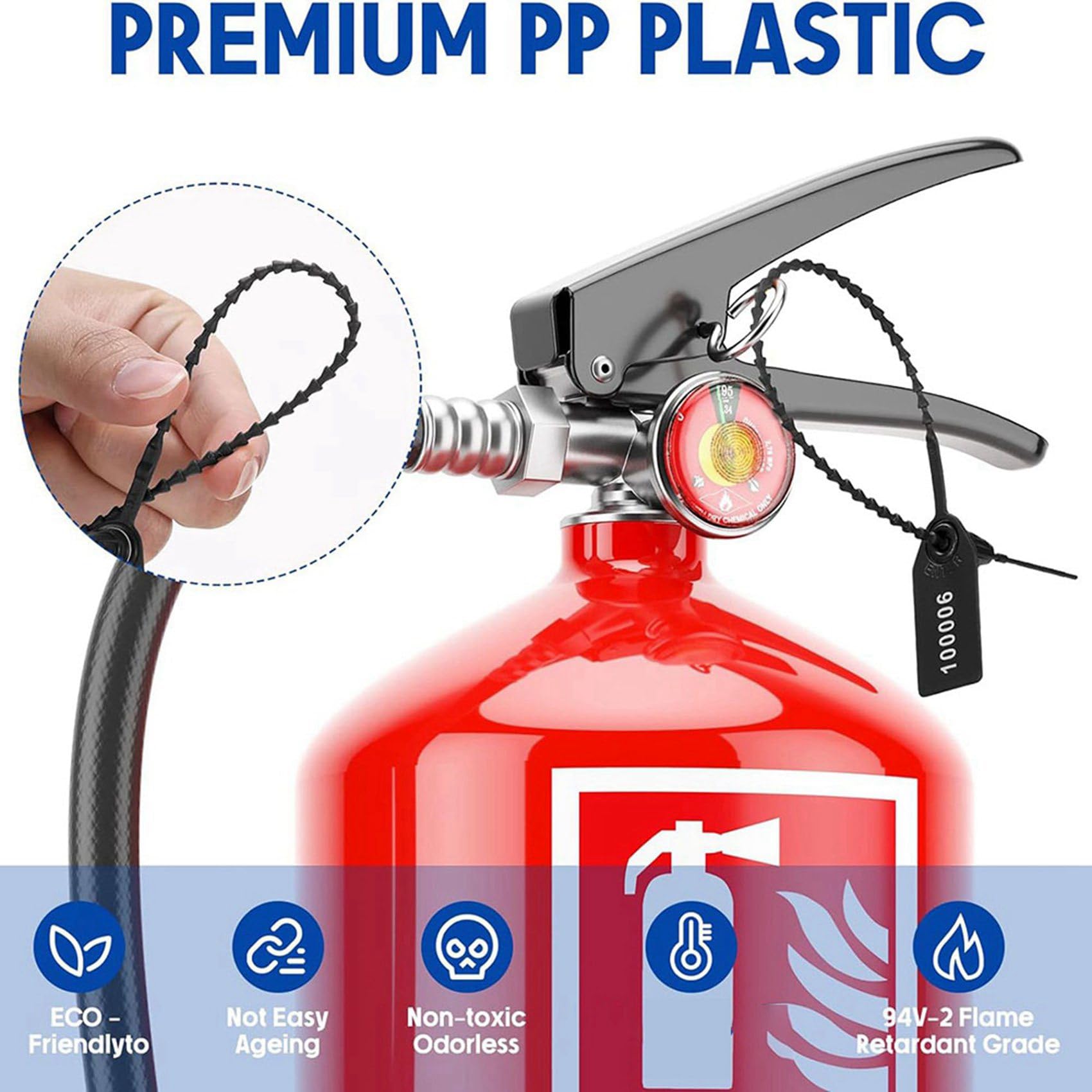 Sigilli Antimanomissione nel Plastica da 2000 Pezzi Etichette per Estintori Etichette di Sicurezza Sigilli di Sicurezza Fascette Numerate Etichette Nere