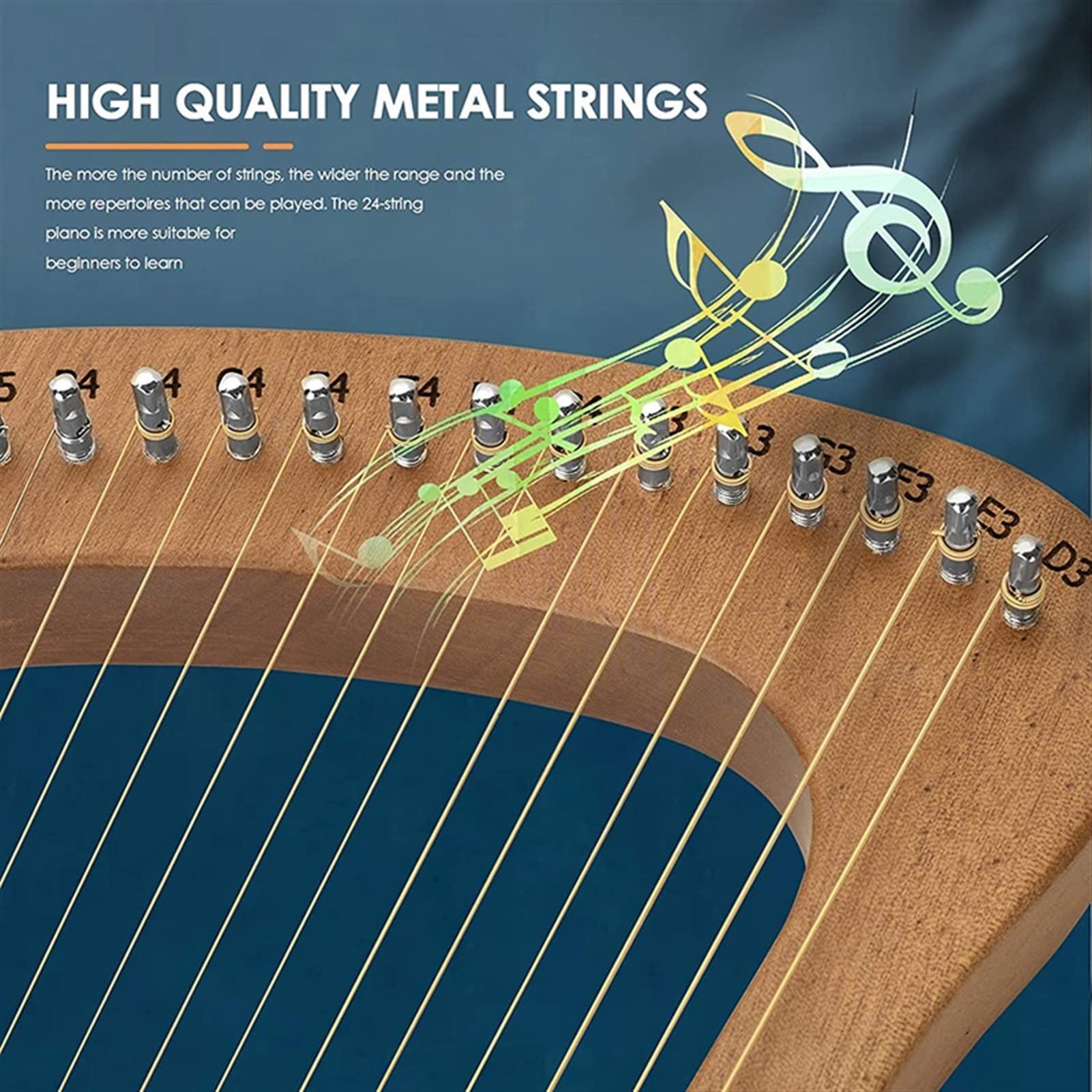 Lyre Harfe 24 String Lyre Harp Handheld Instrument Mit Tuningschlüssel Für Musikliebhaberanfänger