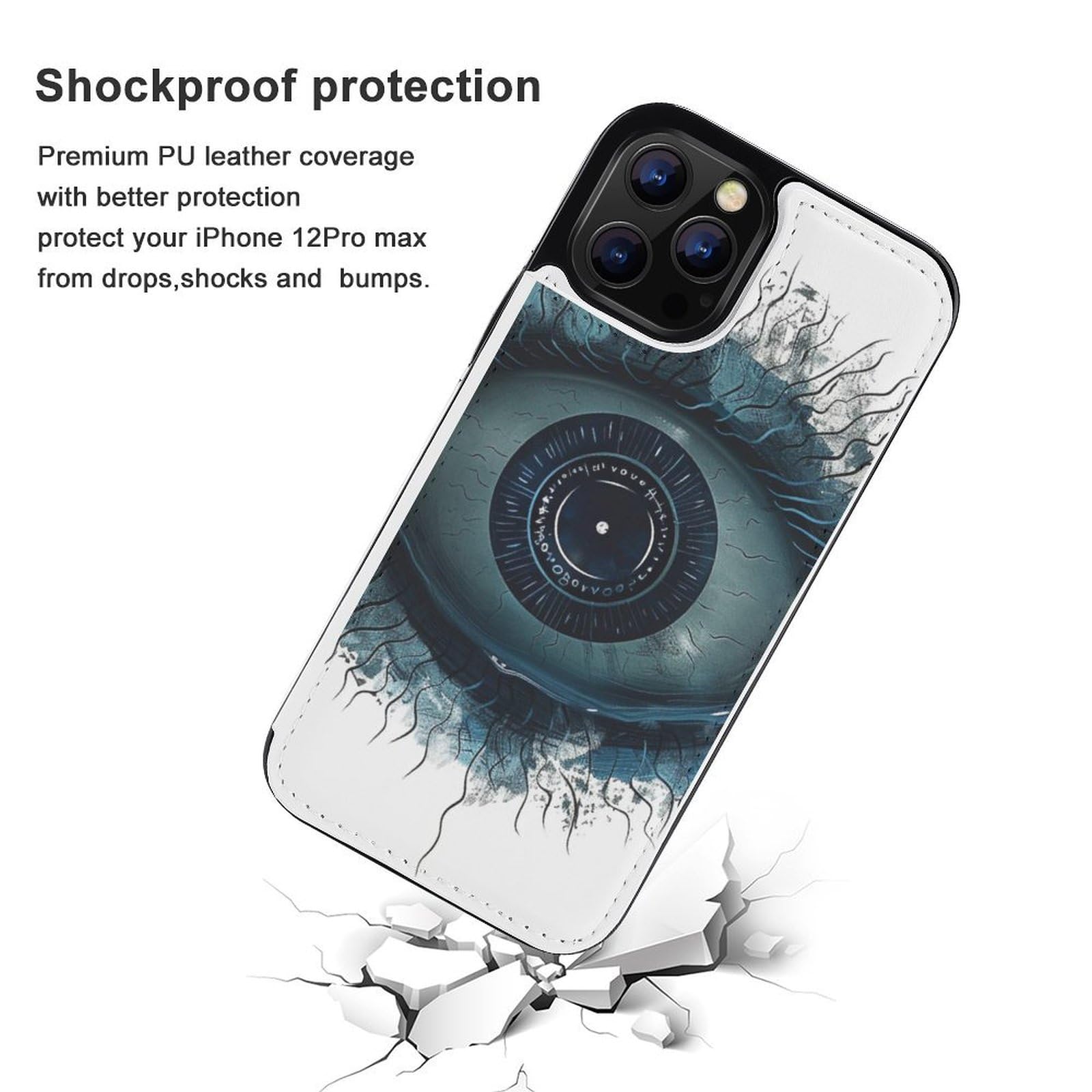 Fundas tipo cartera para iPhone 12 Pro Max, diseño de mal de ojo, funda de piel con ranuras para tarjetas