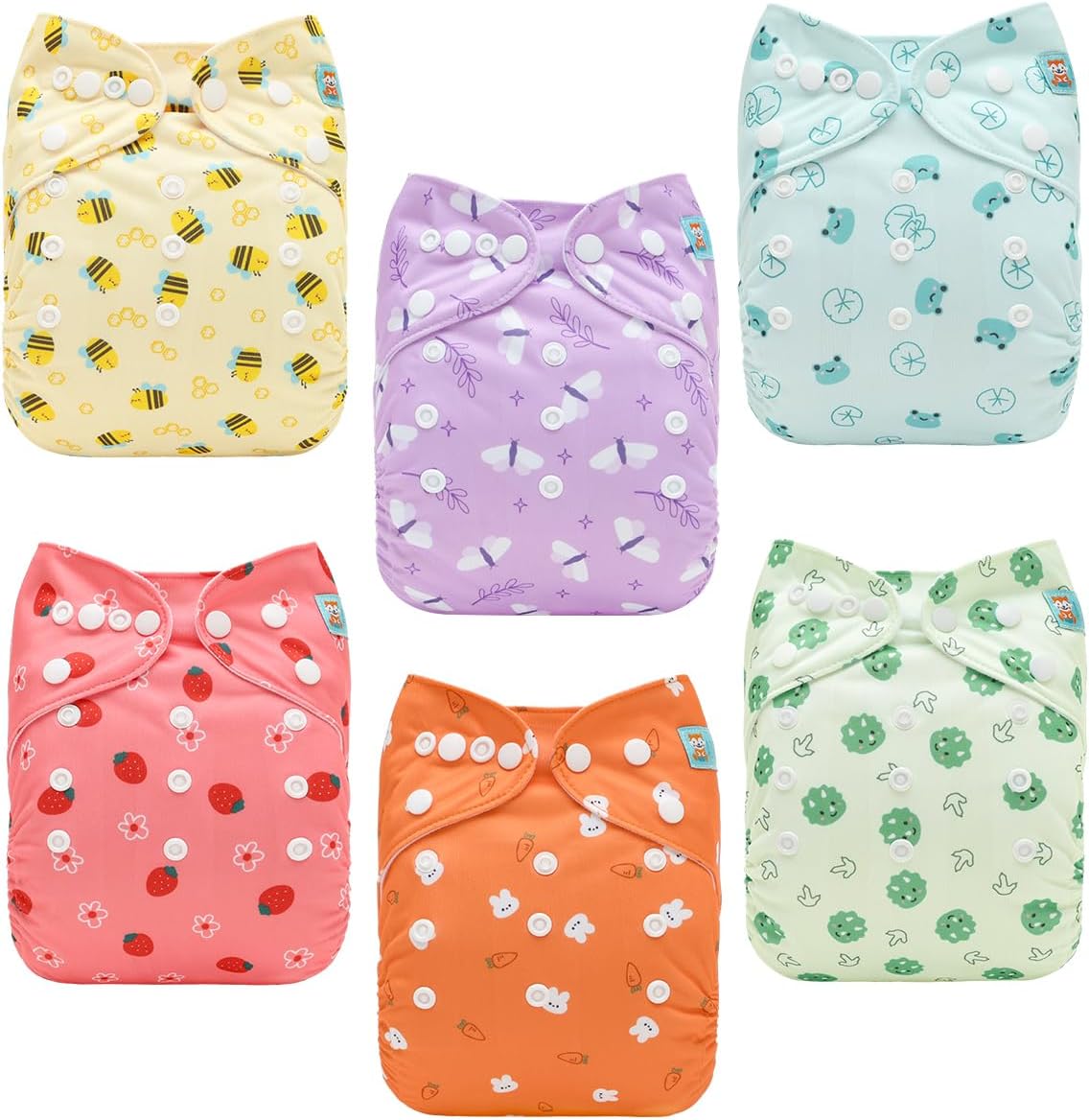 ALVA Baby Cloth Diapers with Inserts Adjustable Reusable Cloth Diaper Cover 6DM146