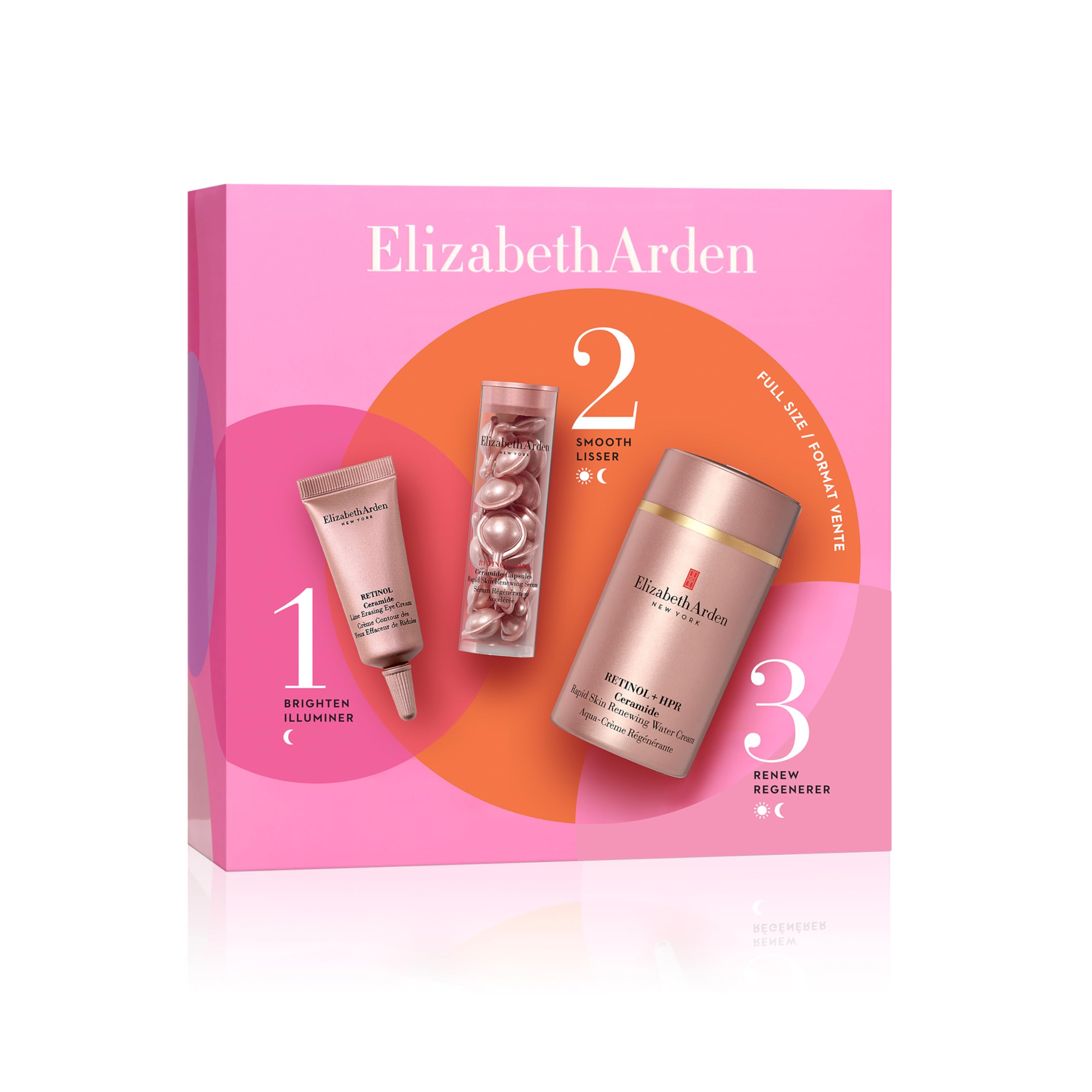 Elizabeth Arden RETINOL + HPR CERAMIDE Retinol Renewal, set regalo da 3 pezzi, cura della pelle anti-età per levigare linee sottili e rughe, regalo di lusso per le donne