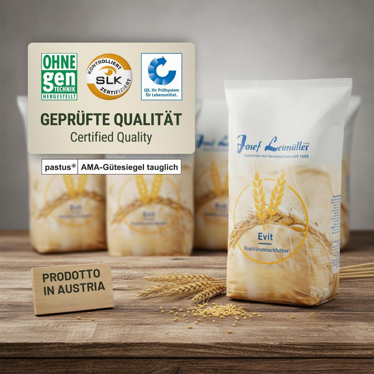 Leimüller Mangime per galline ovaiole 25kg - Antiparassitario con agrumi & erbe, Alta accettazione, Uova resistenti, Senza OGM - Prodotto in Austria