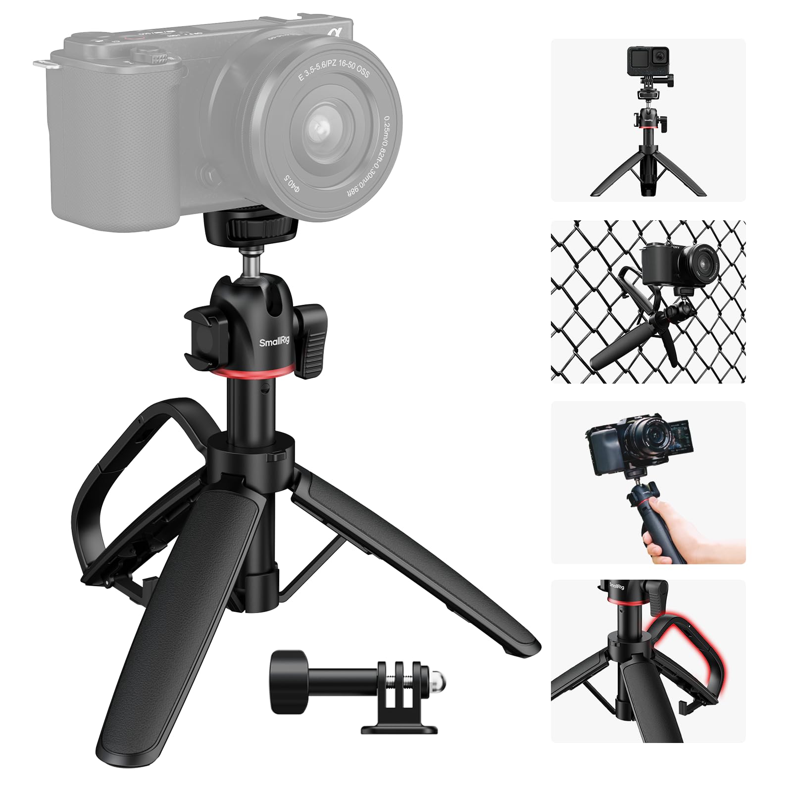 SMALLRIG Przenośny mini statyw stołowy, statyw stołowy w kształcie karabińczyka z głowicą kulową 360°, śrubą 1/4"-20 do lustrzanek, aparatów, telefonów - 5285B