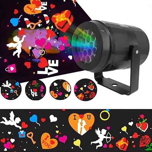 Proyector de luces para el día de San Valentín, muestra 16 patrones a la vez, foco de proyección de energía USB, lámpara decorativa para fiesta de