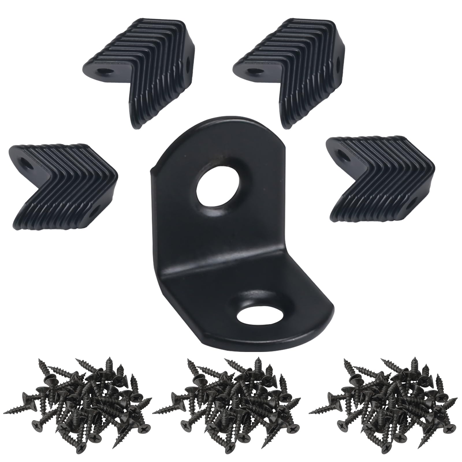 40 Piezas Escuadras Metalicas 20x20x16 mm Escuadras Para Madera en Forma de L Angulos Metalicos de Acero Inoxidable con 80 Tornillos, Negro