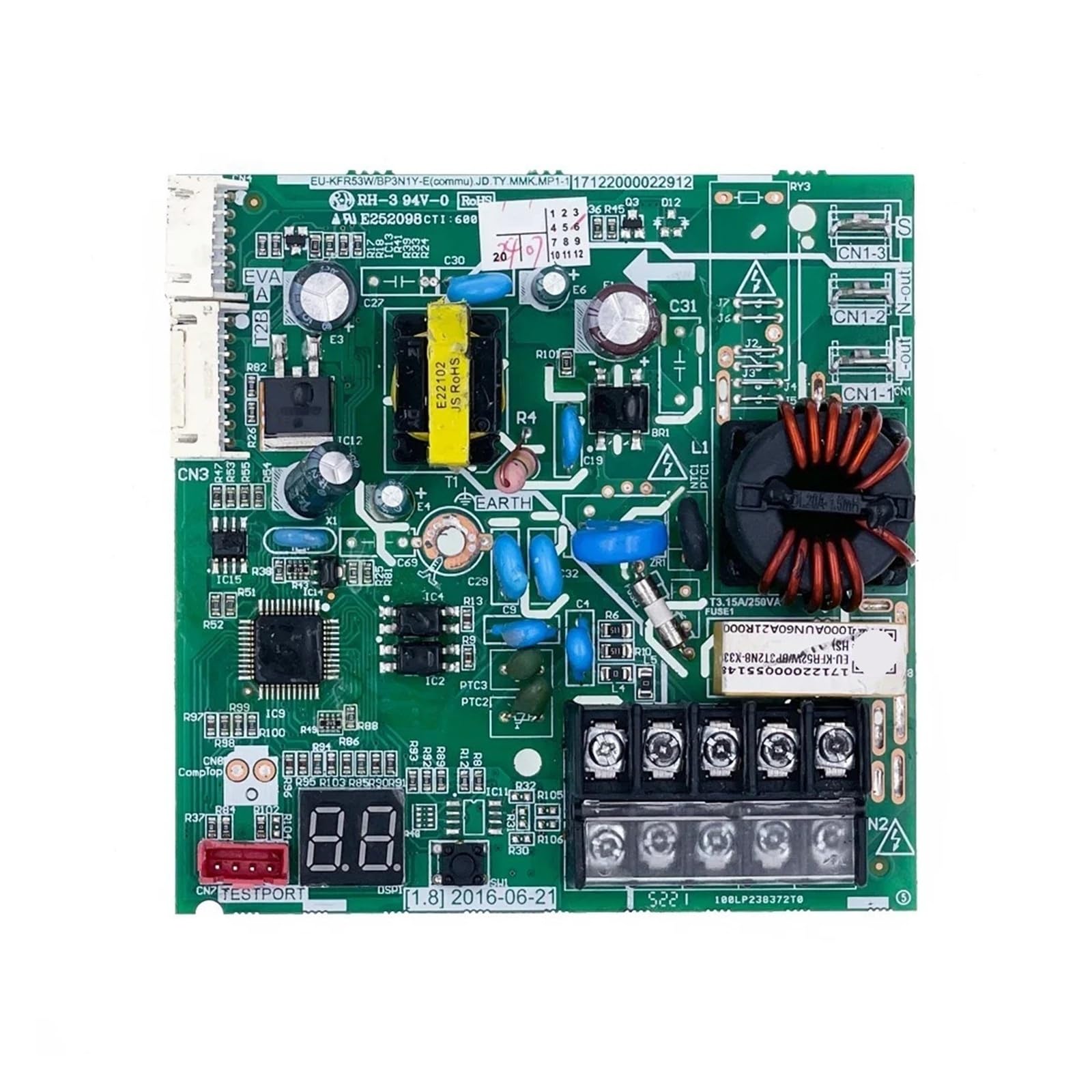 Carte commande Midea EU-KFR53W/BP3N1Y-E pour climatiseur en panne d'affichage