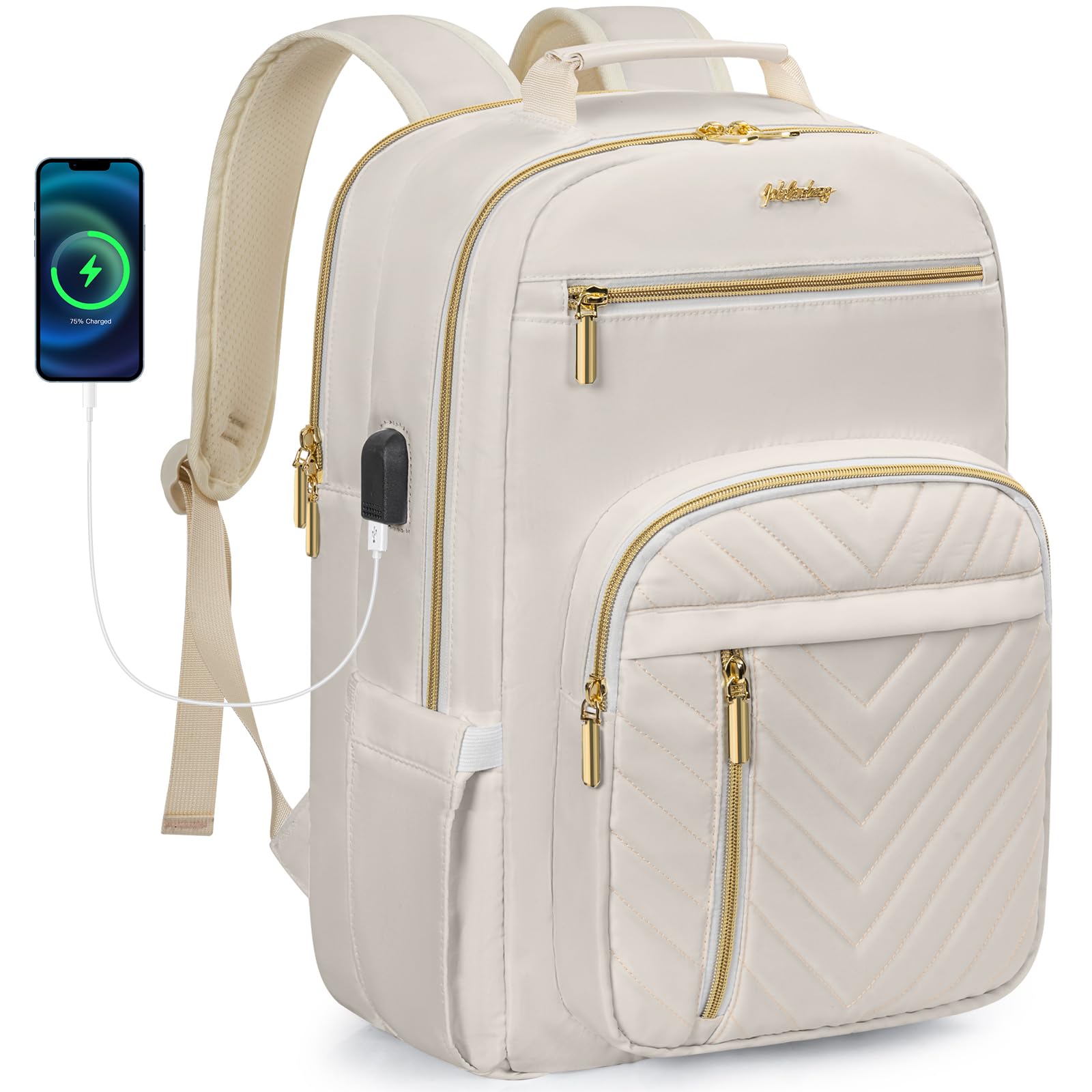 WELIDAY Laptop Backpack for Women, 15.6 Inch Work Business Backpacks, Large Capacity Travel Backpack with USB Charging Port, School Backpack Work