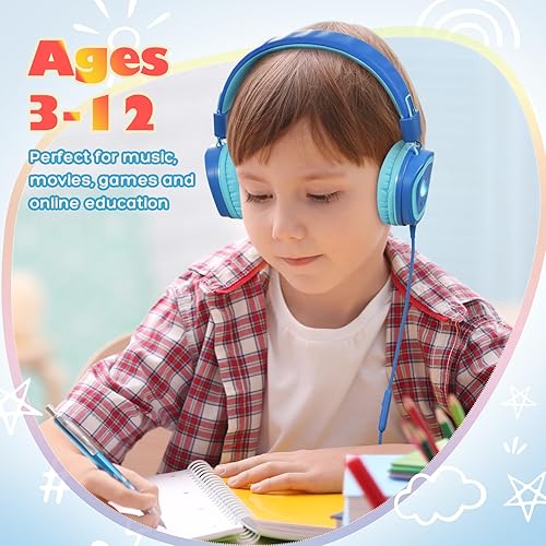 Miniatura 6 de Auriculares para niños para la escuela, auriculares USB tipo C actualizados 2024 con micrófono, auriculares con cable para niños y niñas con