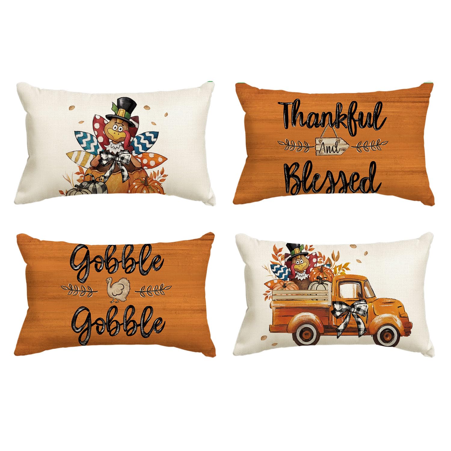 Housses de coussin Gobble Turkey Harvest citrouille 30,5 x 50,8 cm