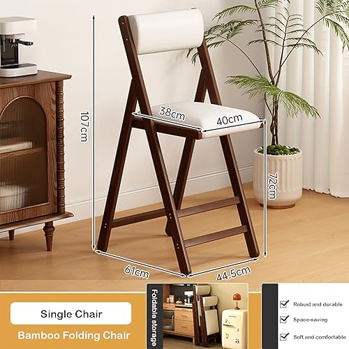 Miniatura 2 de Silla plegable acolchada de madera con cojín, acolchada, resistente, cómoda, sillas plegables, para fiestas, oficina, dormitorio, exteriores, sillas