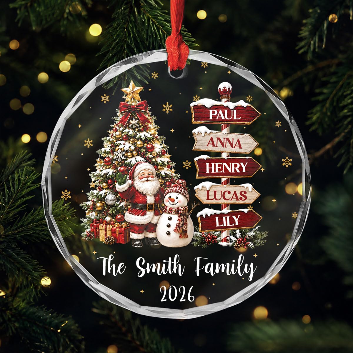 Personal Chic Personalised Ornament - Family Ornament for Christmas - Christmas tree decorations personalised, Hanging decor xmas, personalised xmas tree baubles (Model #12)