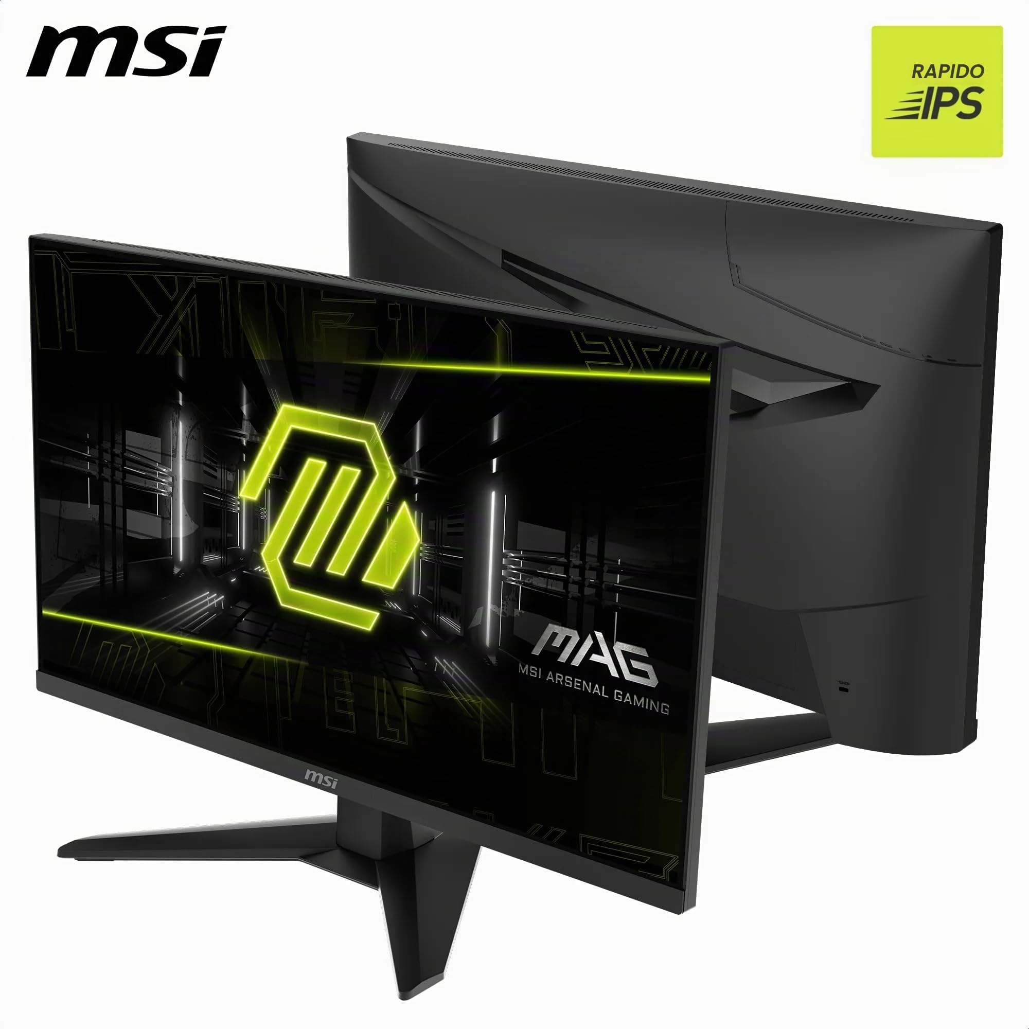 msi MAG 274F Monitor Gaming 27" FHD, 1920x1080 Pannello Rapid IPS, 200Hz, 0,5ms (GtG), HDR Ready, Eye Care, AI Vision, HDMI 2.0b, DP 1.2a, Design senza bordi, Stand Regolabile in Inclinazione