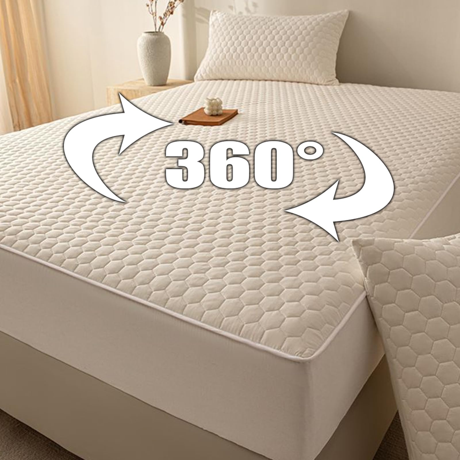 Sábana bajera impermeable de 120 x 200 cm + funda de almohada suave, silenciosa, lavable, transpirable, funda protectora de colchón de 30 cm de profundidad para máxima comodidad