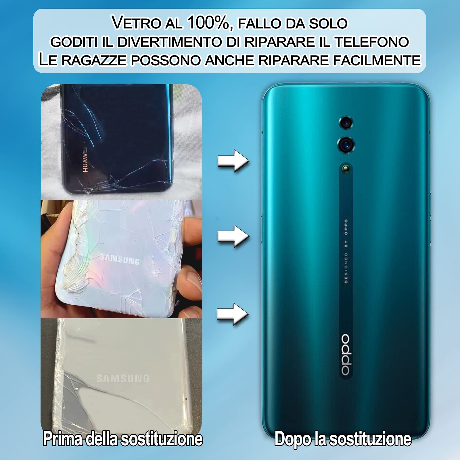 Per Oppo Reno Cover Copri Batteria Coperchio Posteriore Ricambio