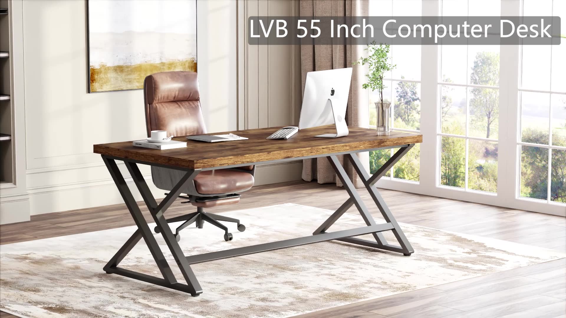 Amazon.com: LVB Grey Desk, Industrial Wood Home Office Computer