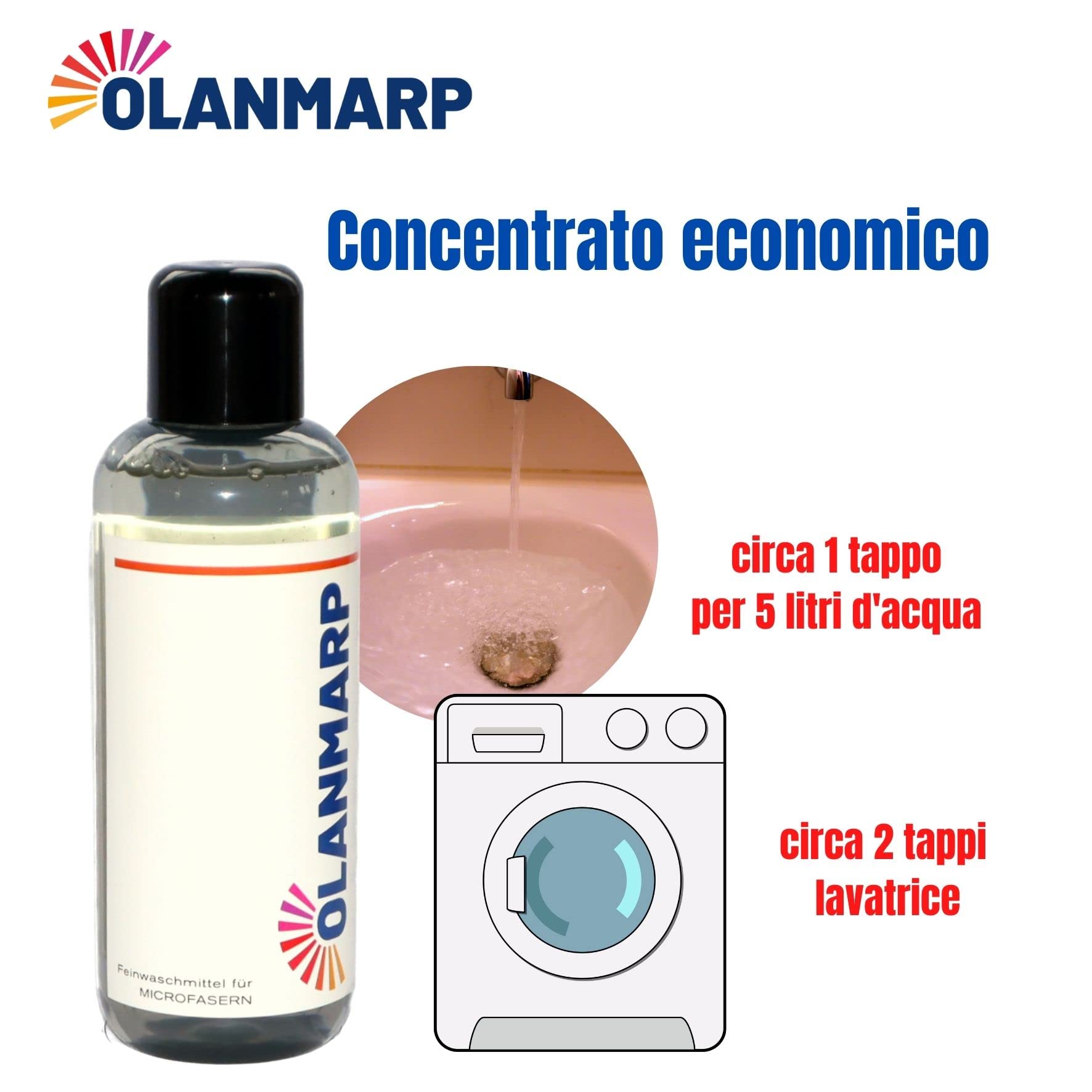 Detersivo concentrato in microfibra – detersivo liquido per lavare a mano + in lavatrice (480 ml, senza rete di lavaggio)