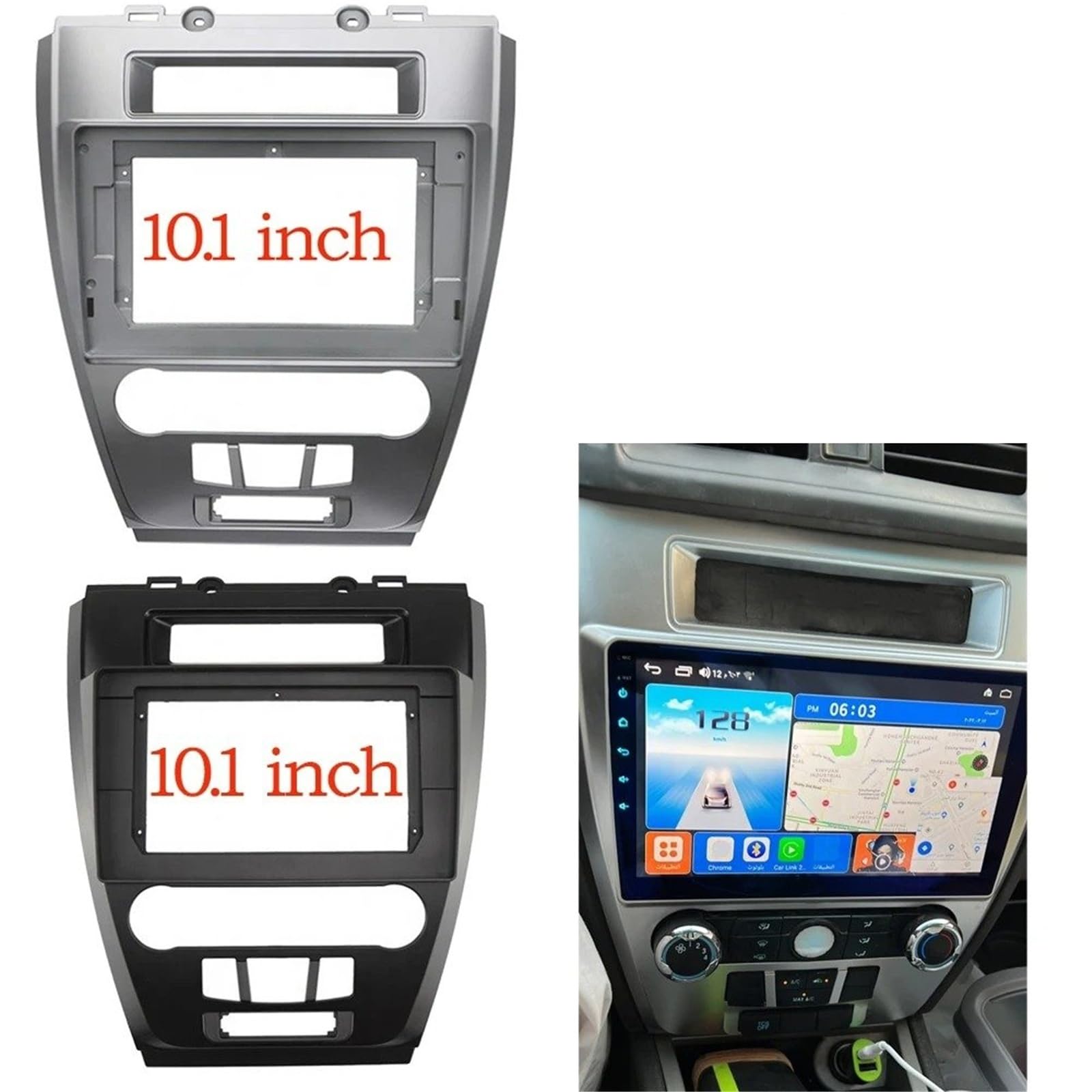 Cadre Panneau D'autoradio Kit Cadre Panneau Tableau Bord Android Mp5, 2 Din, Audio Voiture Grand Écran 10.1 Pouces, Adaptateur Fascia pour Ford pour Fusion 2009-2012 | Le noir