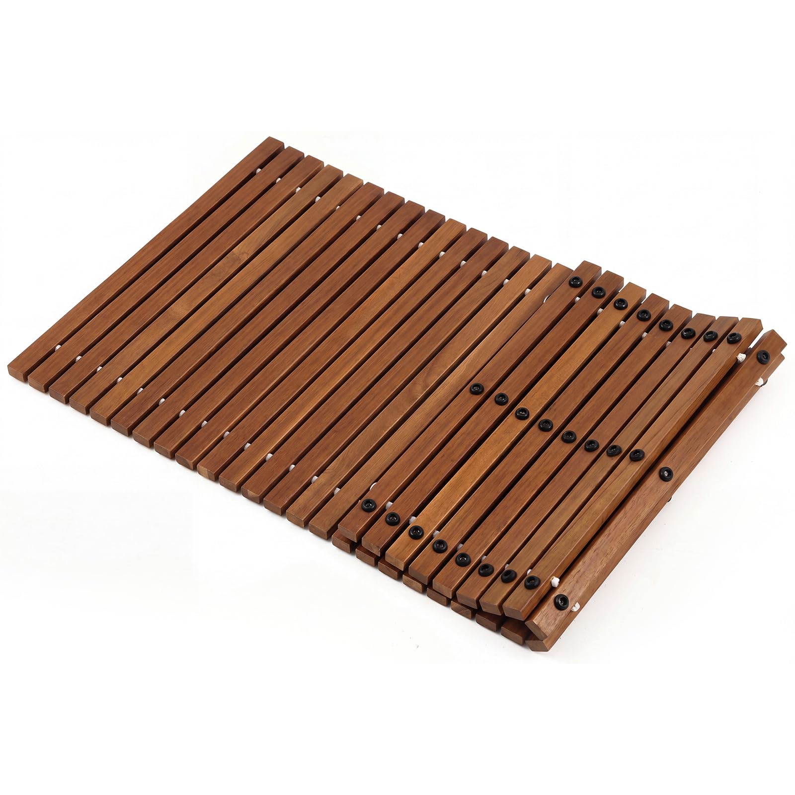 Leinuosen 40" x 20" Teak Shower Mat, Non Slip Outdoor Shower Mat, Roll Up