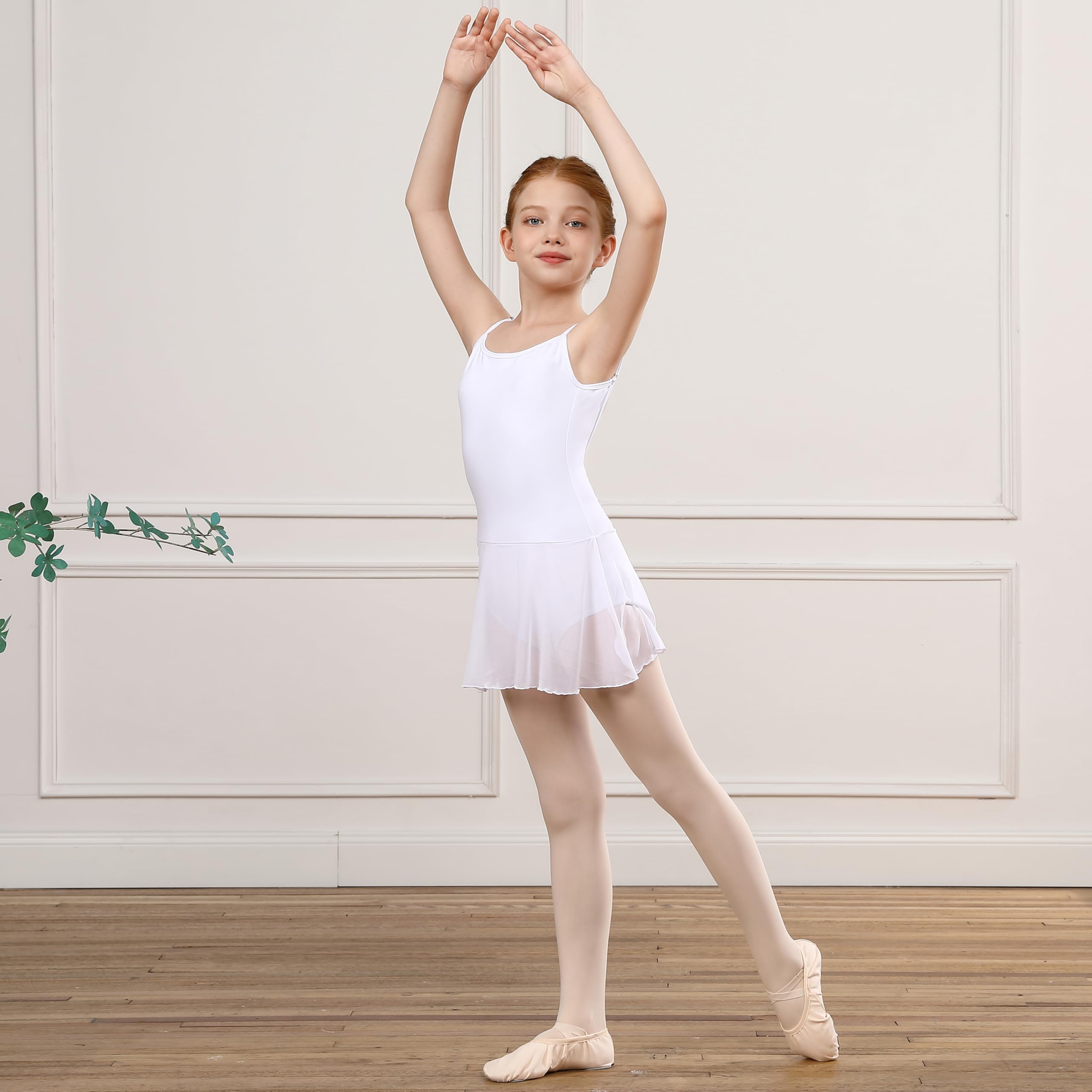 Justaucorps de Gymnastique Fille à Larges Bretelles, Léotard Enfant en Coton Élastique pour Danse et Sport