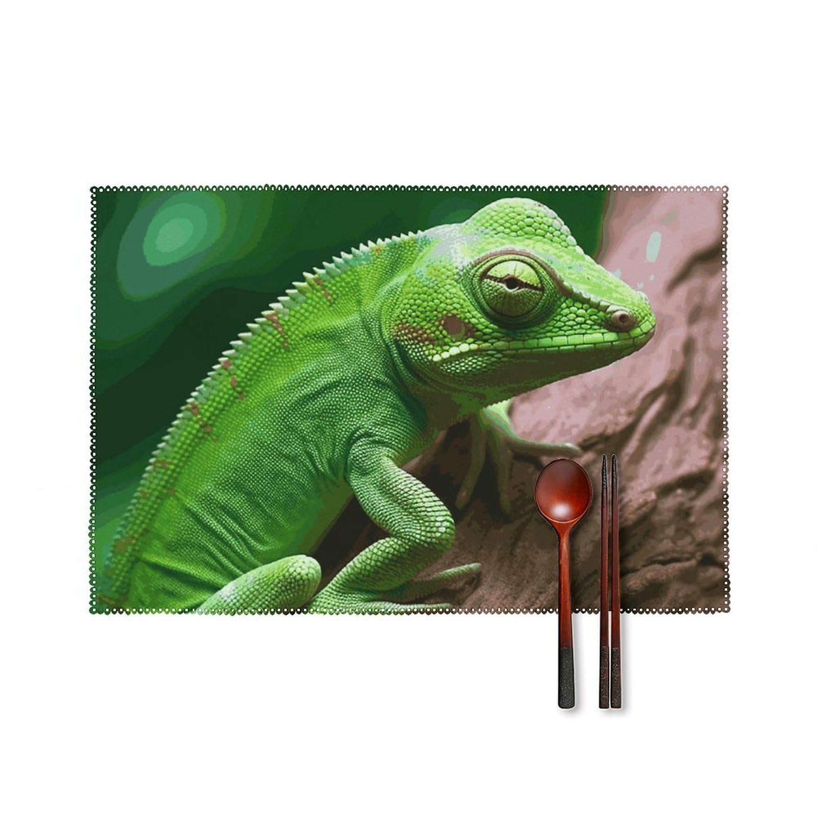 Sets de table en toile vert lézard pour des repas conviviaux et terrasses d'été
