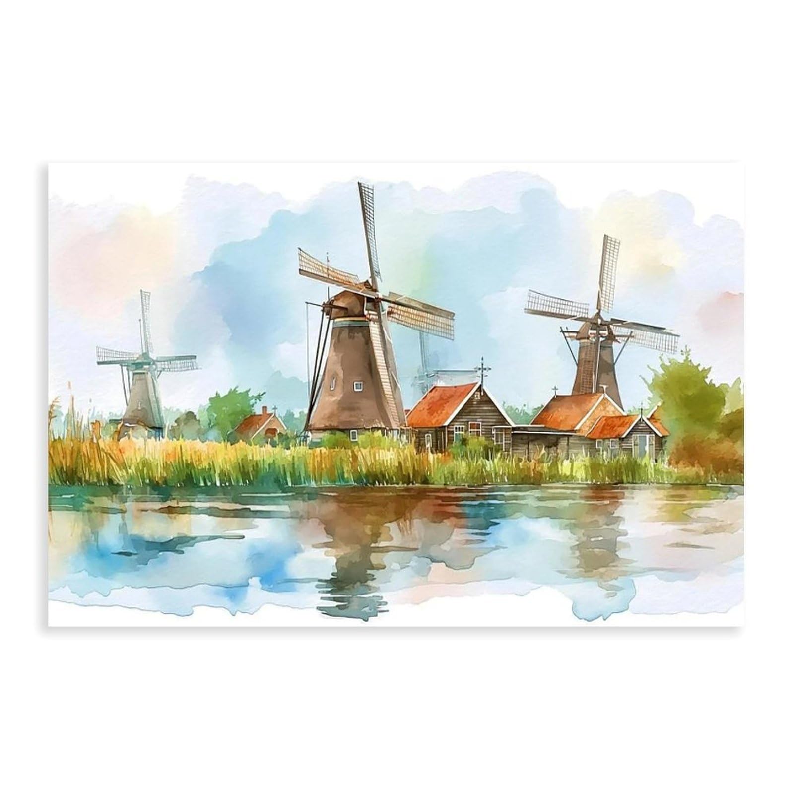 Dutch Countryside Scenery Poster Retro Poster Metal Tin Sign Chic Art Retro Iron Painting Bar People Cave Cafe Family Garage Poster Wall Decoration 8"L X 12"W