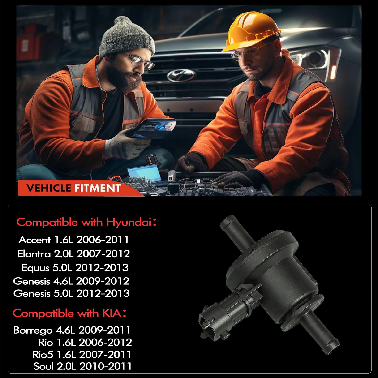 Fuel Canister Purge Valve Vapor Emissions Canister Purge Solenoid Purge Valve For Elantra Soul 28910-26900 Black | PH