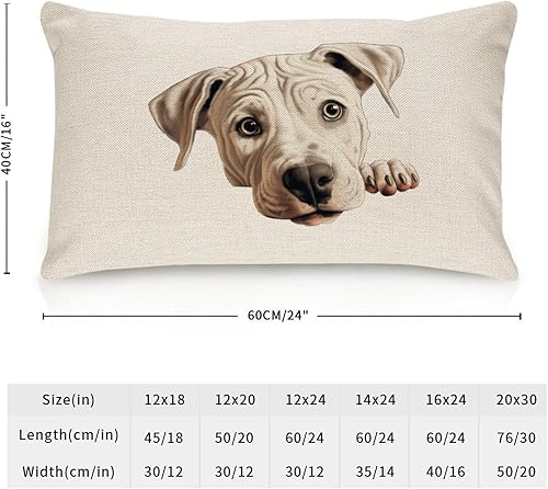 Miniatura 2 de BESTORLOVE Dogo Argentino Throw Pillow Case Puppy Doggy Pillow Case 16x24in Decorative Pillow Home Cotton Linen Lumbar Throw Pillow Cover for