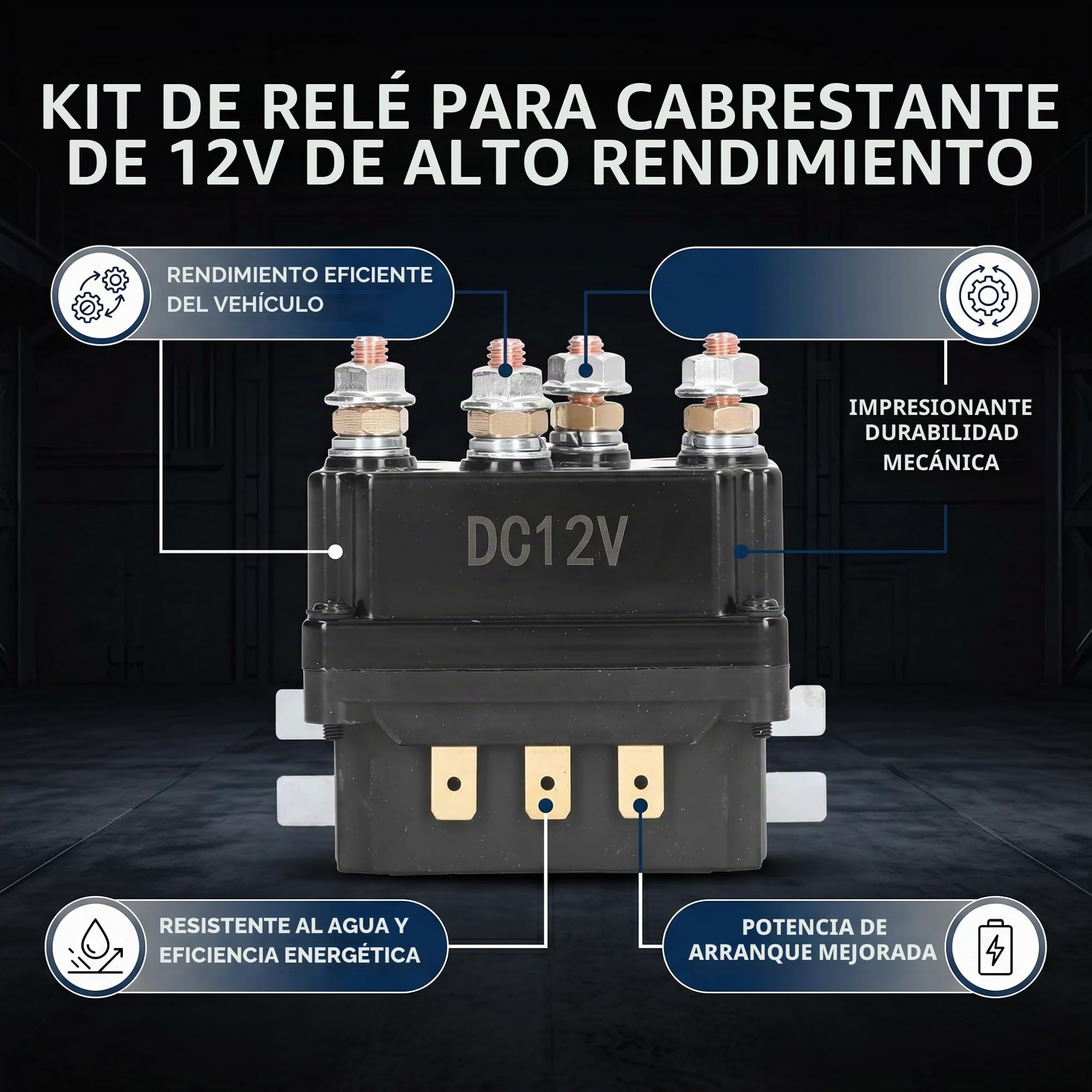 Relé para cabrestante con mando a distancia, 250 A, 12 V, kit de interruptor para vehículos industriales, ATV