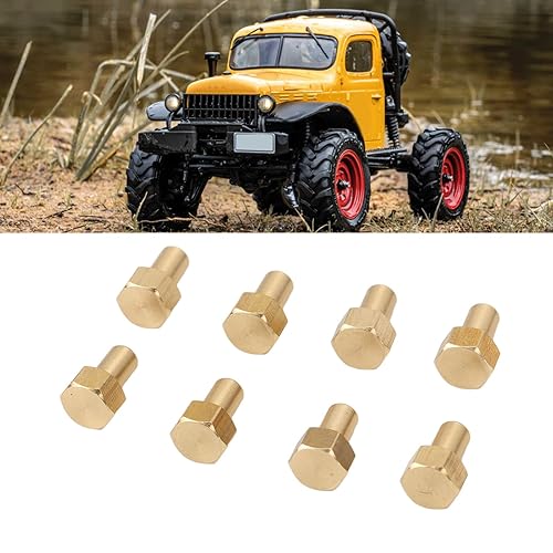 Miniatura 9 de 8 tuercas hexagonales RC 124, latón resistente al desgaste, tuerca de bloqueo de rueda RC de repuesto para Axial SCX24, 0.197 in, 0.315 in