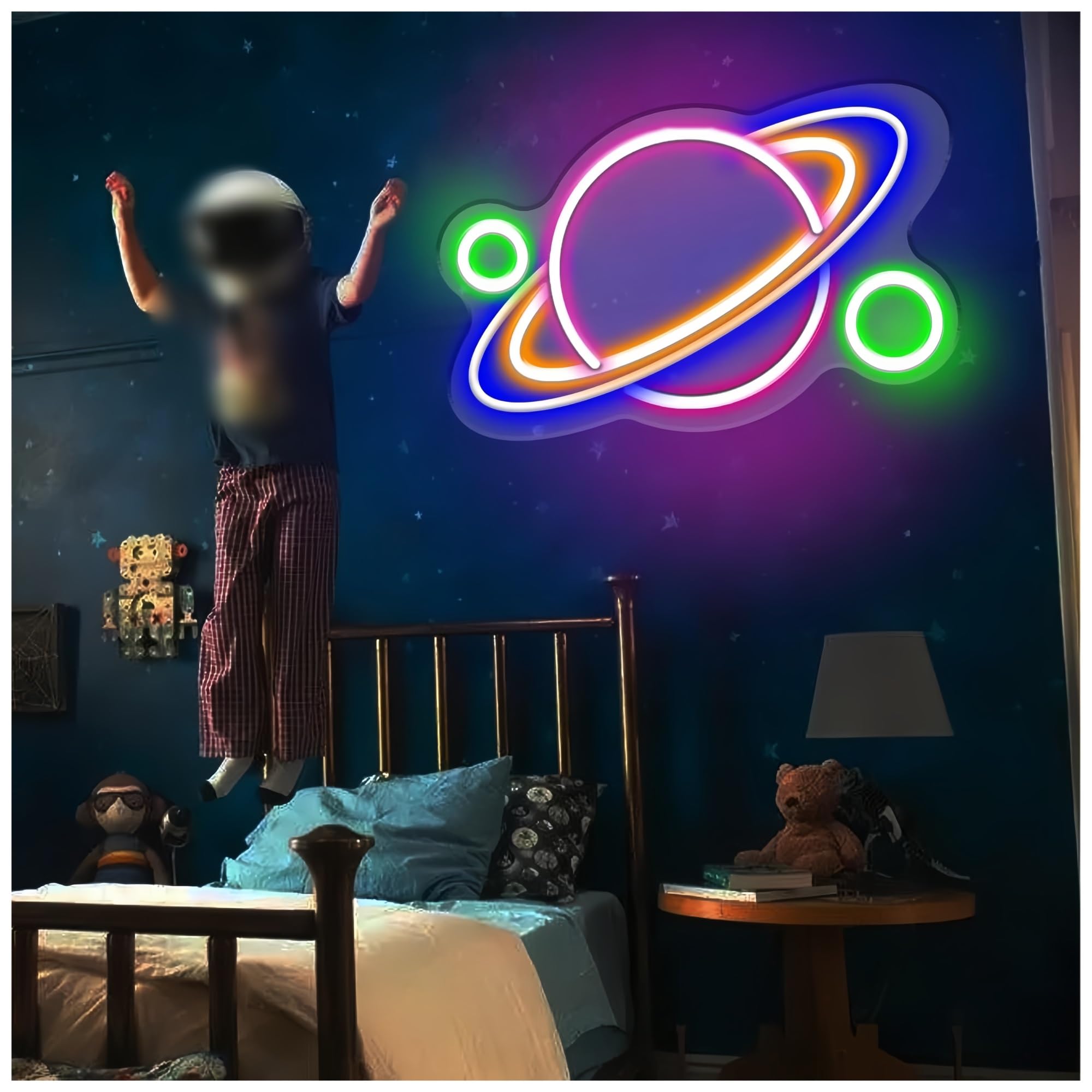SHOUXI Sign Lamp Star Ring Neon Lights Can Be Used for Bar Birthday Party Room Decoration to Create A Mysterious Atmosphere 40X40cm