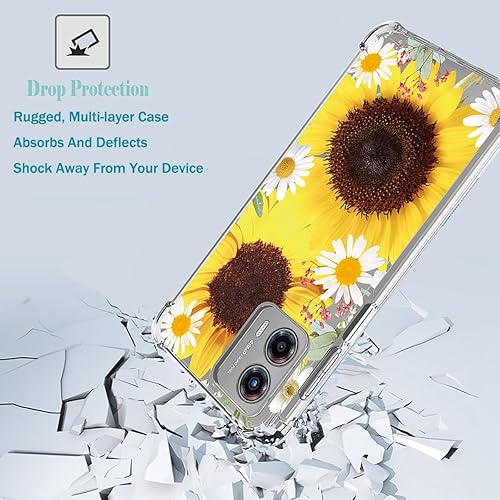 Miniatura 7 de Funda de teléfono para Moto G 5G 2023, Motorola G 5G 2023 para niñas y mujeres, delgada, a prueba de golpes, con patrón floral transparente, funda