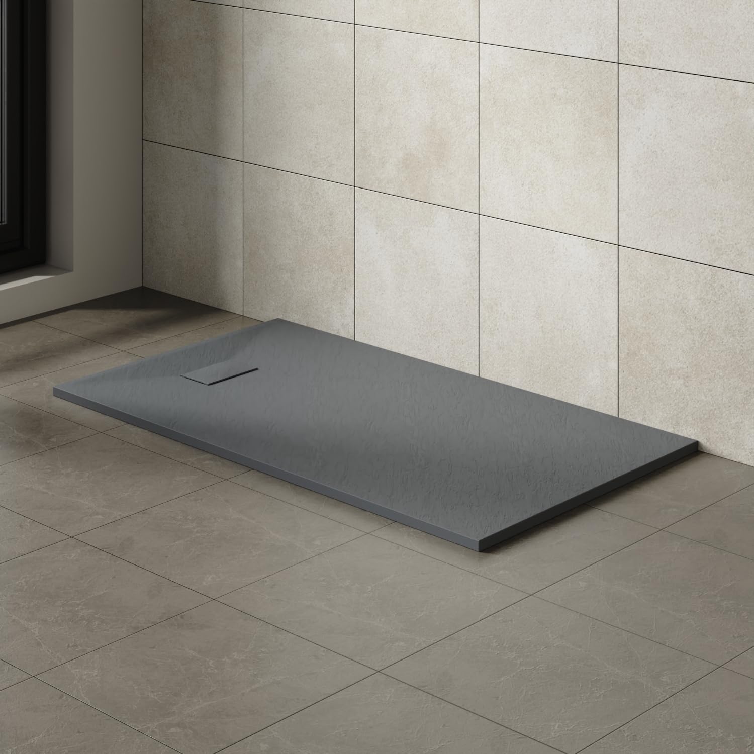 Aquariss 1600x900mm SMC Anti Slip Shower Base Tray Rectangular for Shower Enclosure Anthracite