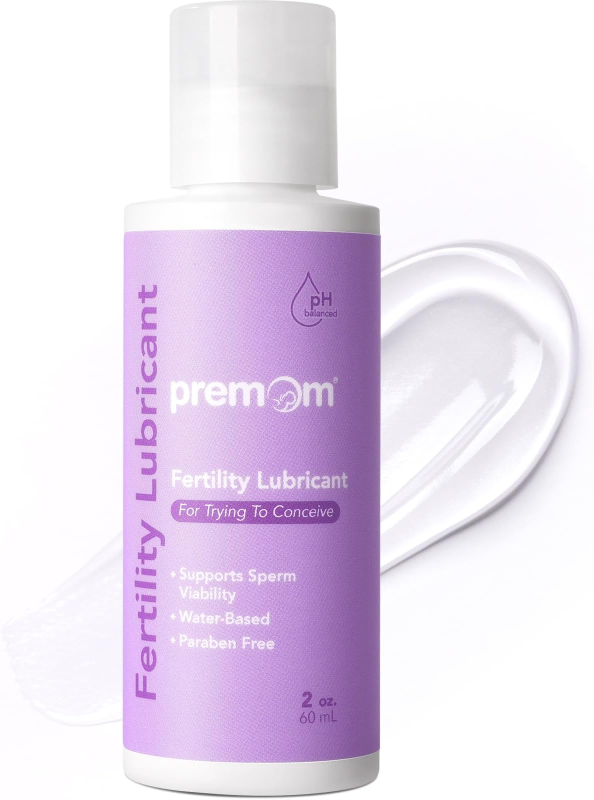 Premom Sperm Friendly Fertility Lubricant, Water Based, Glycerin Free & Paraben Free, pH Balanced, Pregnancy Prep Lube for Women & Couples Trying to Conceive, 2 Fl Oz, Package May Vary