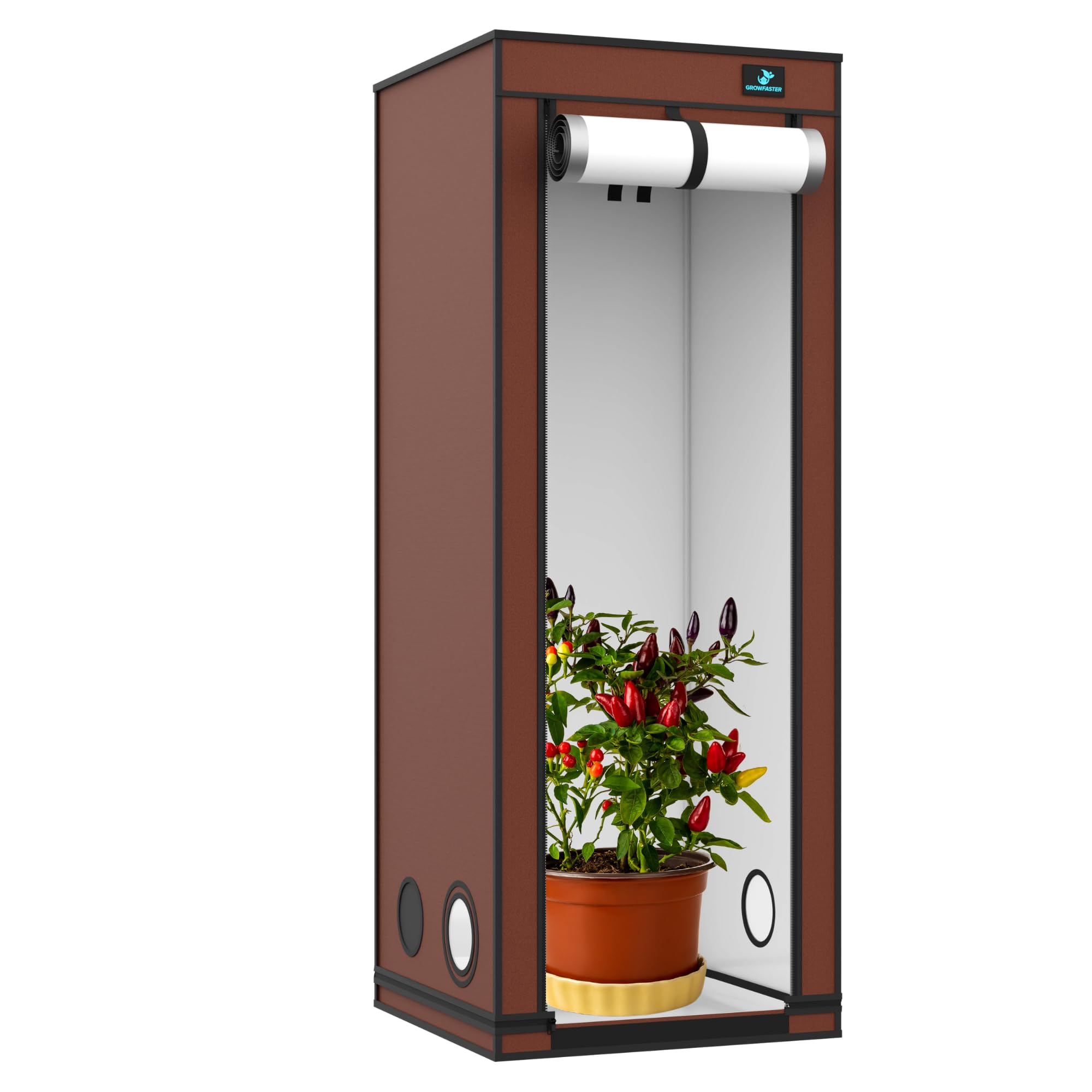 Update! Growtent Prism 6 by GROWFASTER 24x24x62 inces 60x60x160cm White top-Reflective Surface. Indoor growtent, Growing Tent for hydroponics, New Generation growboxes.