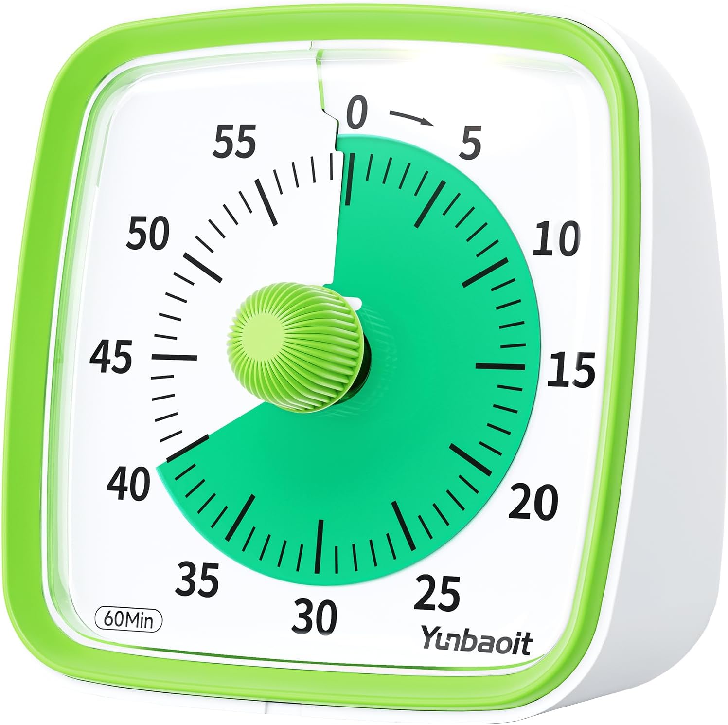 - Yunbaoit Visual Timer with Night Light, 60-Minute Countdown Timer for Kids and Adults, Silent Classroom Timer, Time Management Tool for Home, School, or Work (Light Green)
