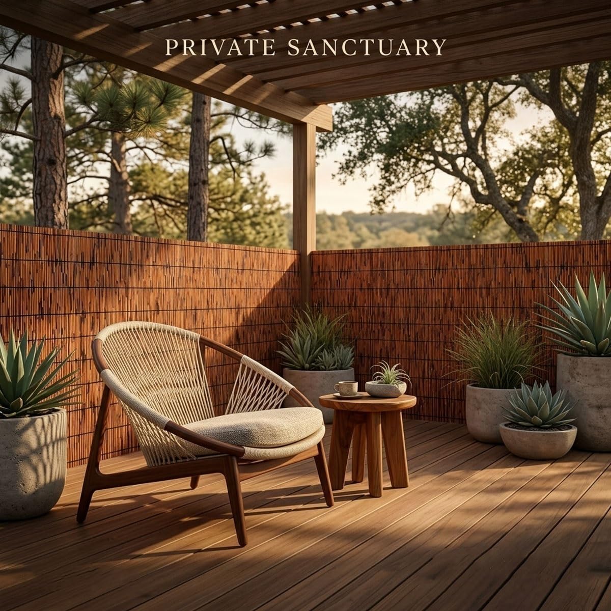 Cañizo Natural de Ocultación para Jardín, Rollo de Valla de Caña Ecológica para Privacidad en Balcón y Terraza Exterior, Pantalla Cortavientos Resistente y Fácil Montaje(H 100 * 300 CM)