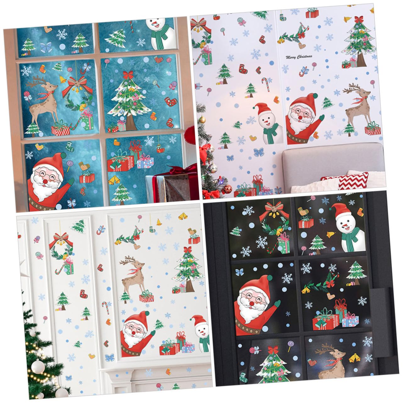 TOPBATHY Blätter Weihnachtsfensteraufkleber Santa Fenster Haftet Fensteraufkleber Für Weihnachten Weihnachtsdekoration Dekorationen De Santa Fenster Haften Wandtattoo Weihnachten Pvc