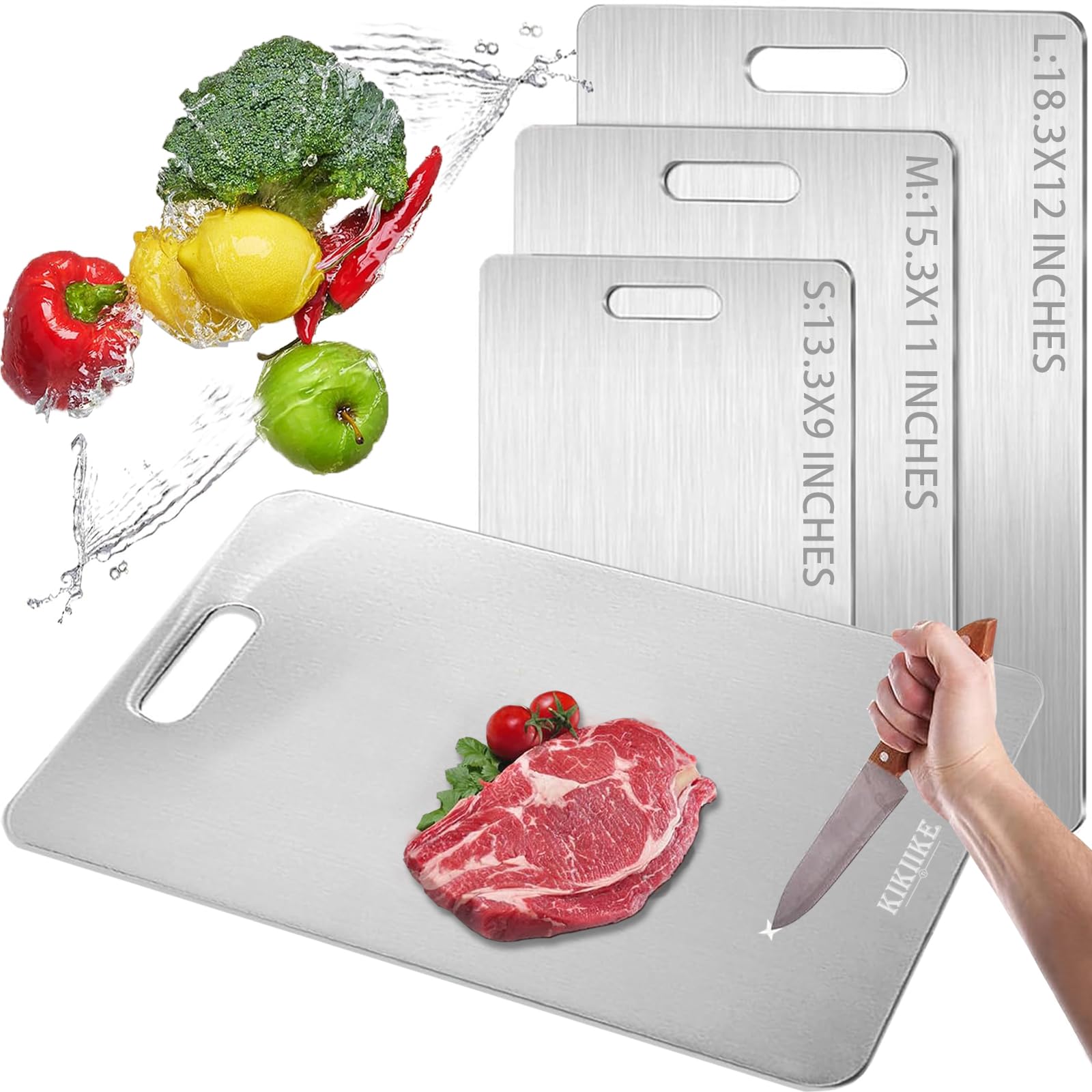 2025 Upgrade: 100% Pure Titanium Double-Sided Cutting Board (15.3" x 11")