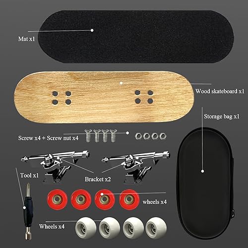 Miniatura 2 de Diapasón profesional, diapasones de madera para dedos Patineta de aleación Stent Rodamiento Rueda Novedad Diapasón (rojo)