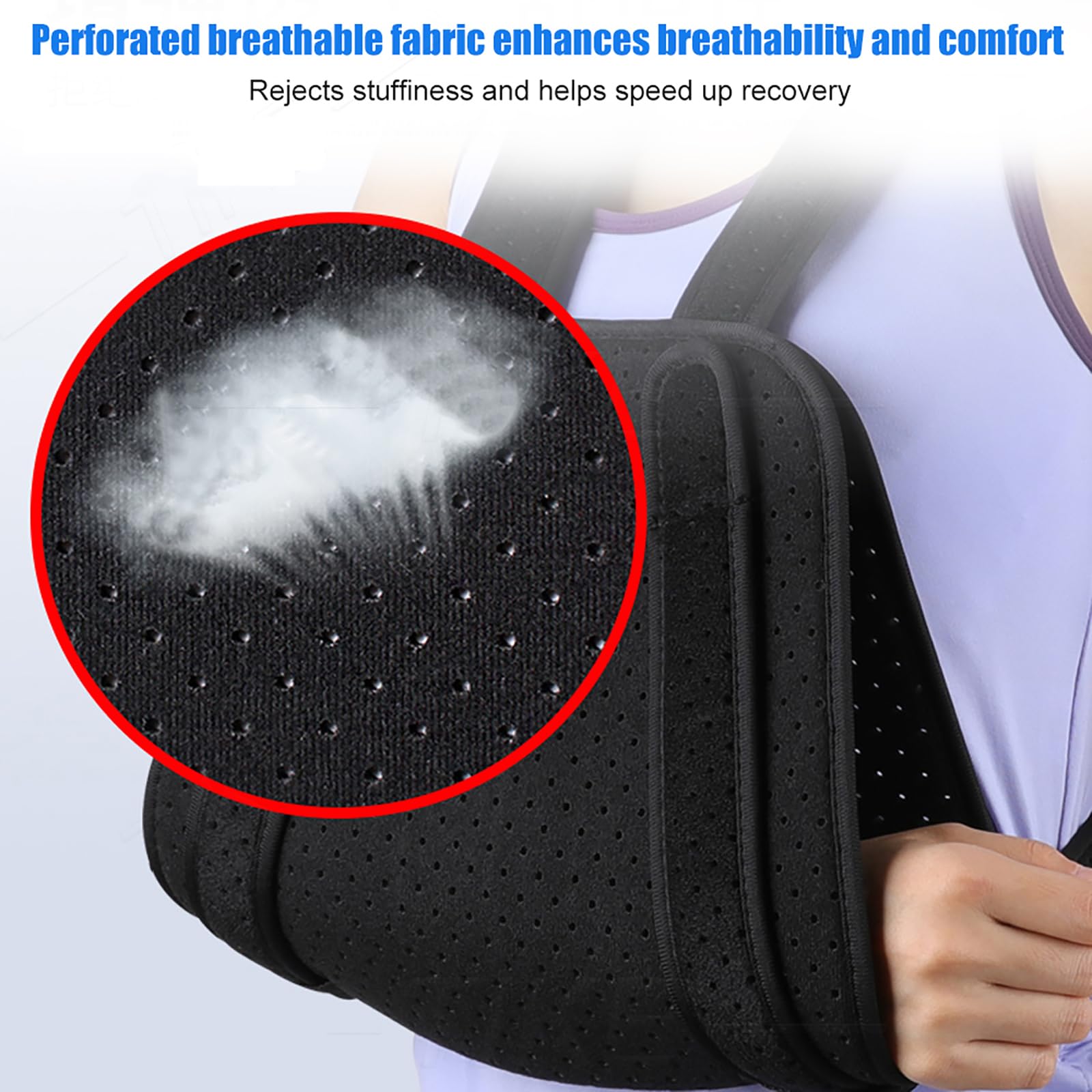 Inmovilizador de Hombro con Cabestrillo de Brazo, inmovilizador de Correa de Hombro Transpirable Ajustable, Tejido Compuesto Transpirable Perforado, tamaño Ajustable, para Soporte de muñeca,