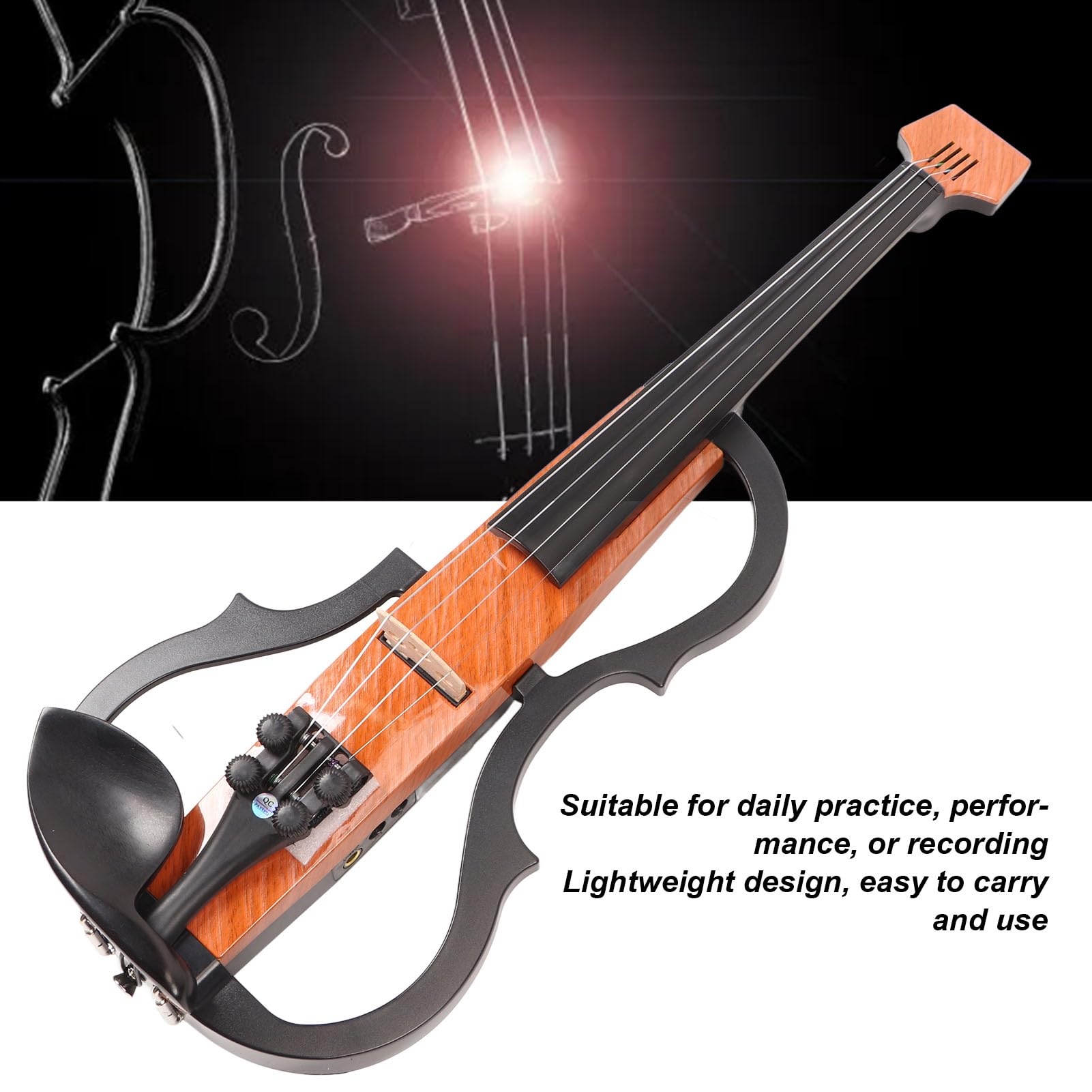 Set di Violino Elettrico Silenzioso con Tono Regolabile per Esercitazioni Silenziose in Fibra di Carbonio 4/4 Portatile Leggero