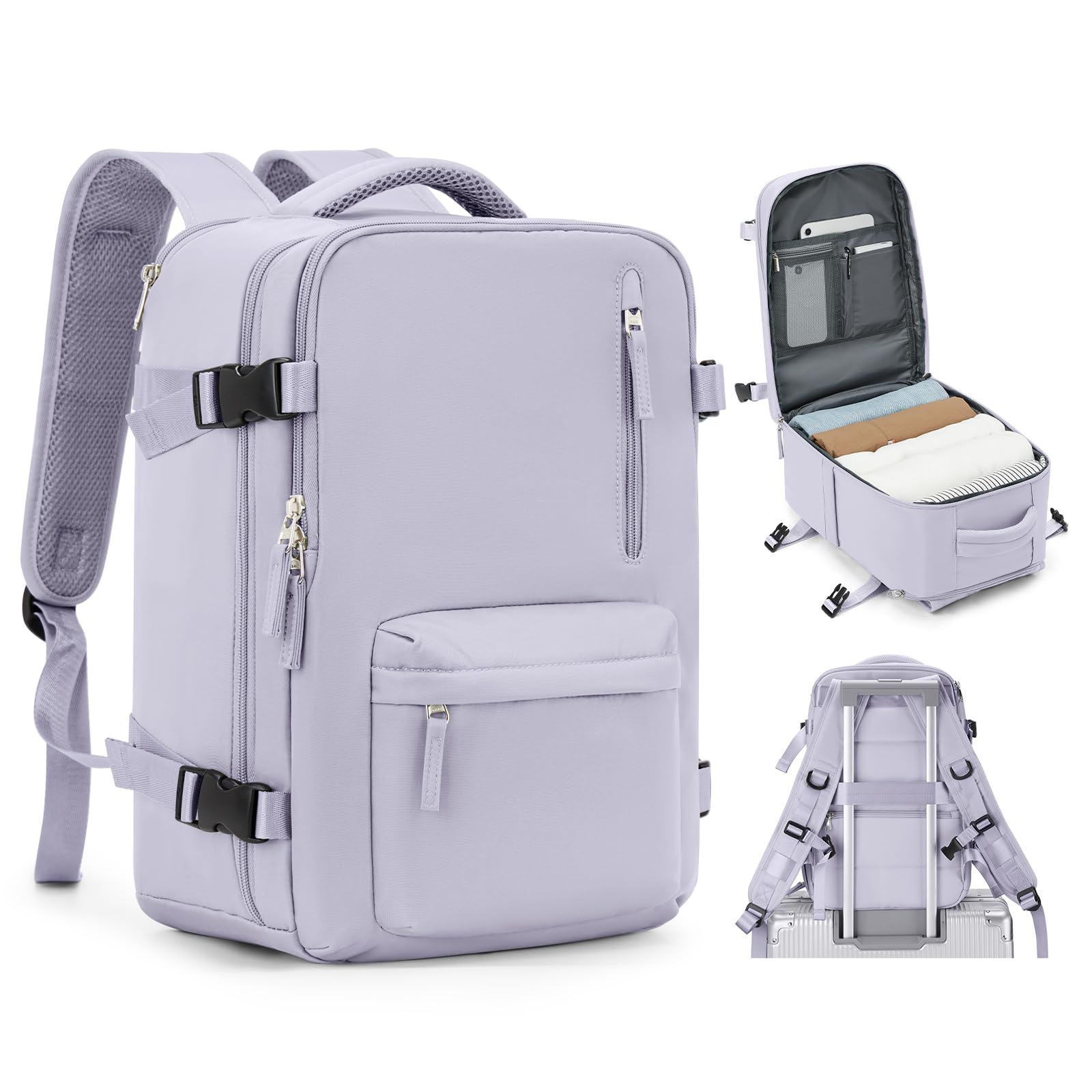 BJLFS Borse da Cabina per Ryanair 40×20×25 Zaino da Viaggio con Sottovuoto Bagaglio a Mano Easyjet 45×36×20,Zaino con sistema di compressione,Zaino Casual per laptop da 14 pollici per scuola