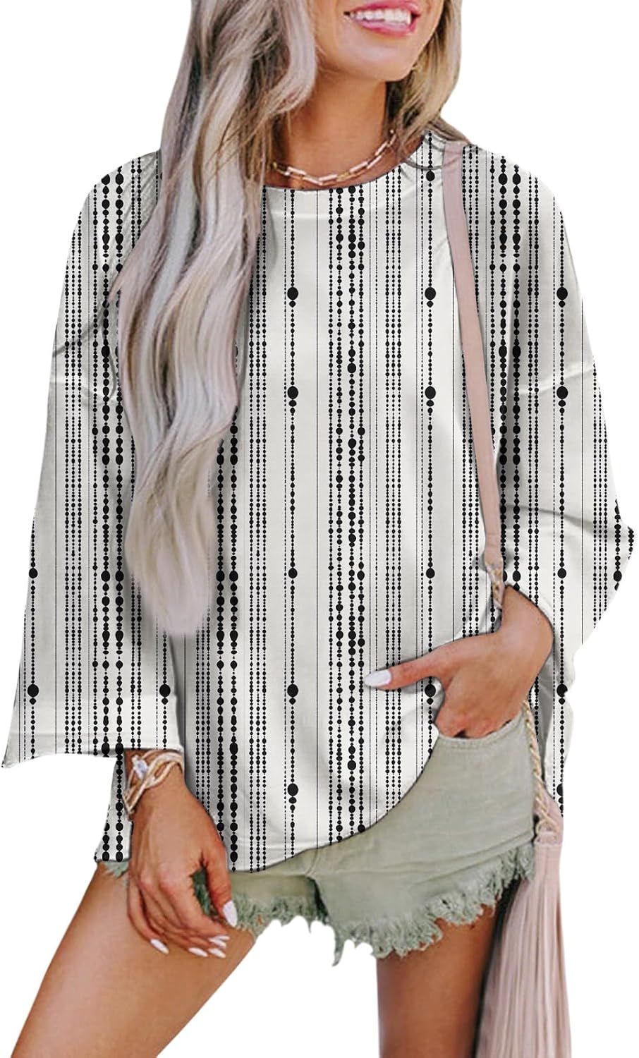 Womens Boho Floral Shirts 2025 Fall Cotton Blend Long Sleeve Crewneck Pattern Print Loose Fit Trendy Tops