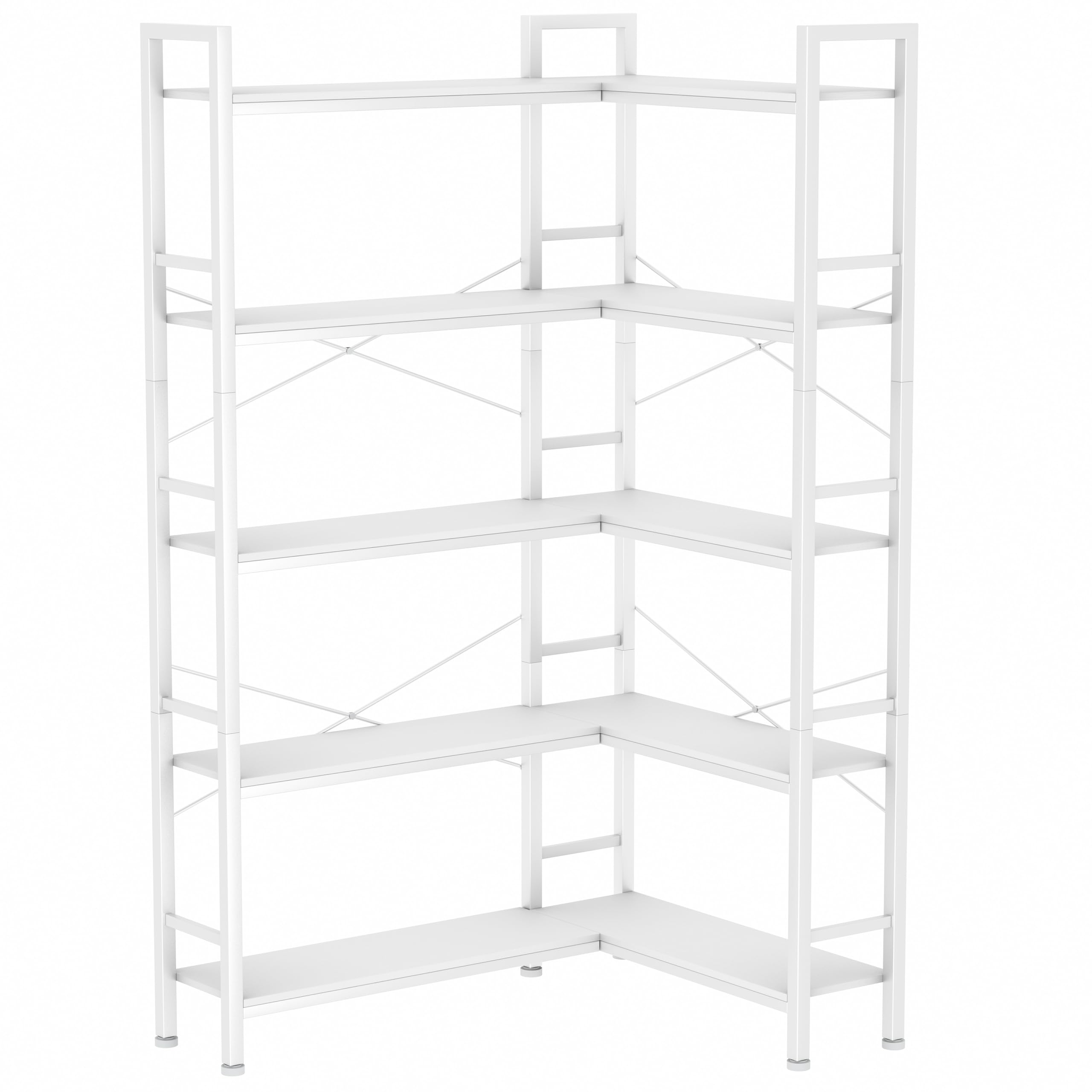 Photo 1 of *** CHECK NELLIS PHOTOS FOR DESIGN***Uniheim 5-Shelf Corner Bookshelf, 68.5" L-Shaped Open Bookcase, White