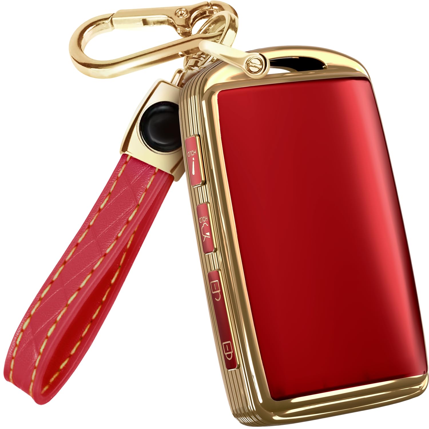 Lucrum Compatible with Mazda Key Fob Cover & Leather Keychain - TPU Case for 3, 6, CX-5 CX-9 CX-30 CX-50 CX-70 (2019-2025)