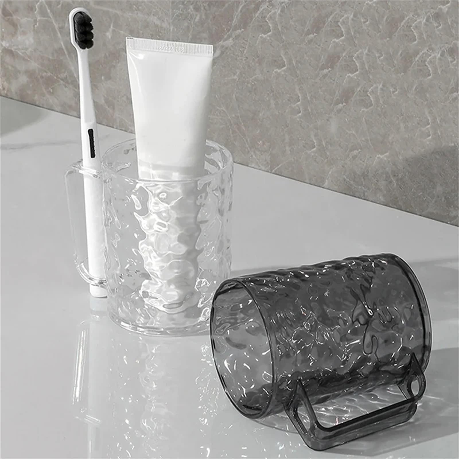 Vaso para Cepillos De Dientes Taza de plástico for cepillos de Dientes y Enjuague bucal con asa, Vasos de baño for el hogar, Soporte portátil for cepillos de Dientes, 3 uds.(White)