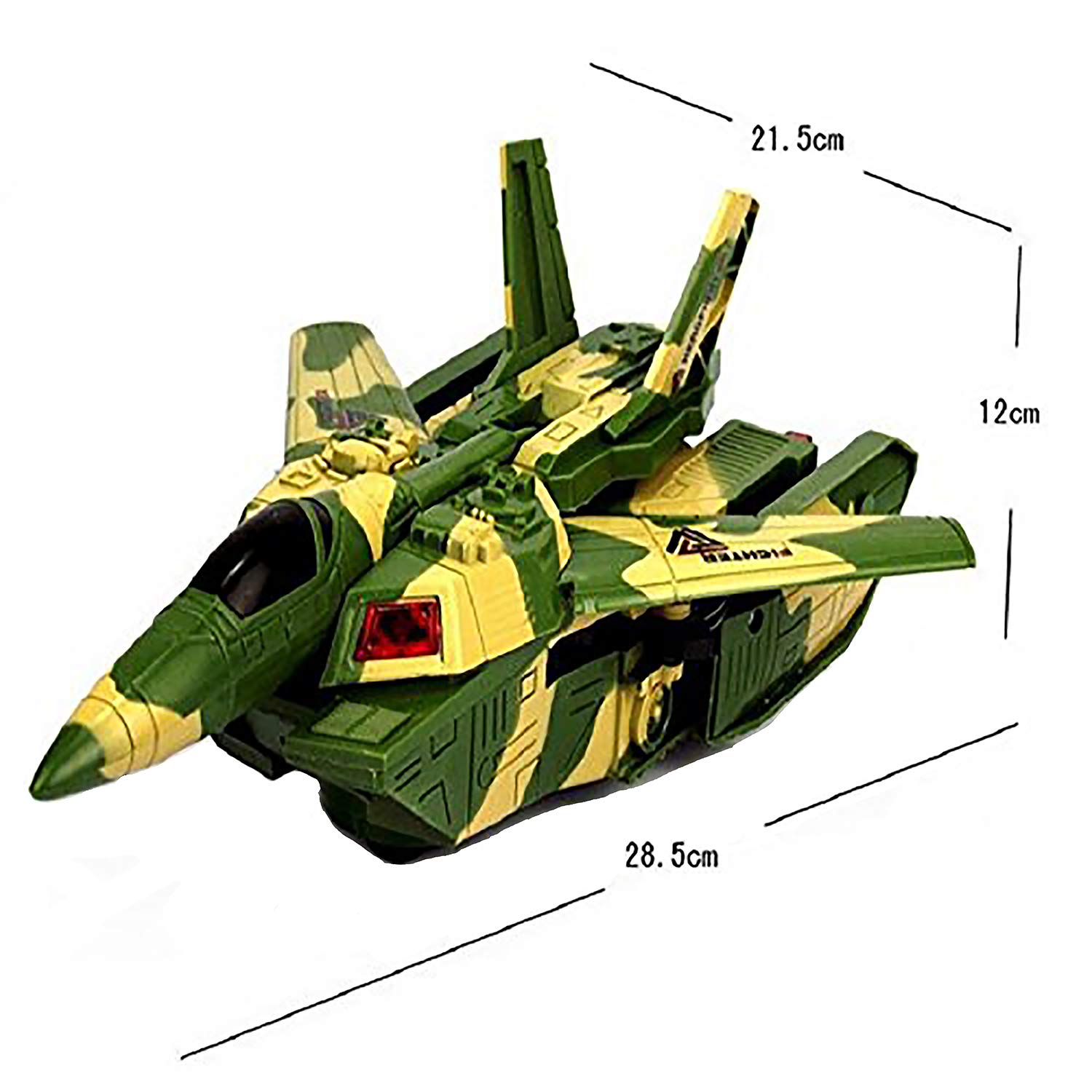 KRIREEN Electric Automatic Deformation 2 in 1 Battery Operated Tank and Fighter Jet Airplane Toy for Kids, Bump & Go with Flashing Light, Sound & Music, (Multicolour) 2